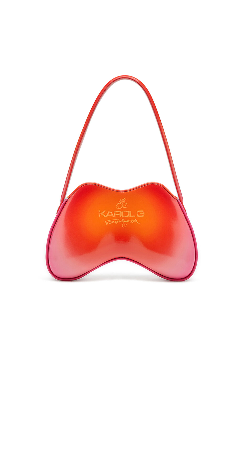 Double-D-Glossy shoulder bag with lotus print