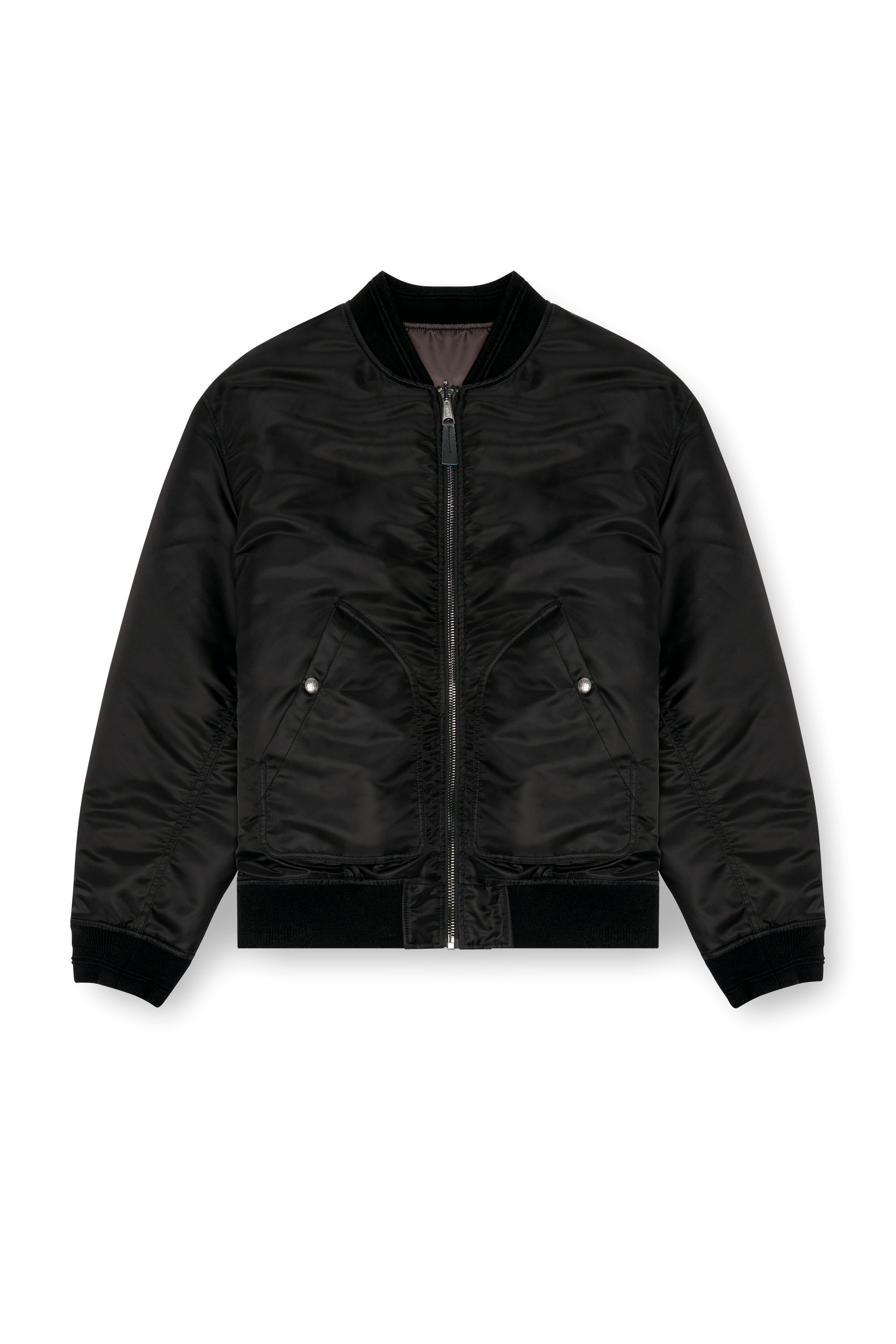 Men's Bomber jacket in padded nylon with Oval D | Black | Diesel CZ