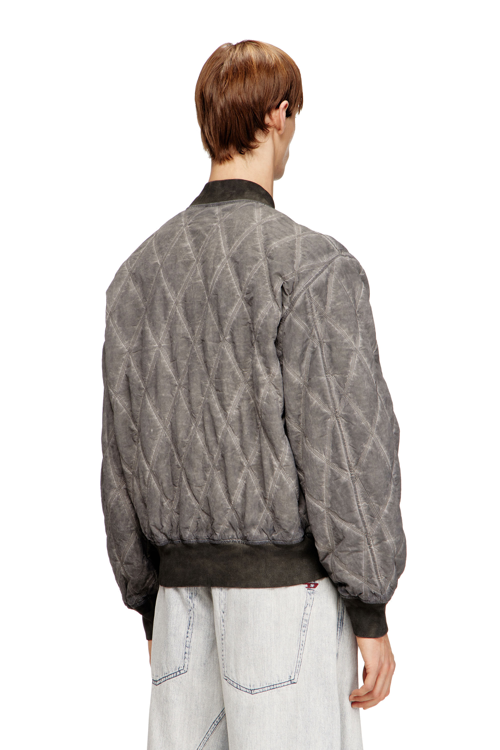 Men's Padded argyle-quilted bomber jacket | Grey | Diesel