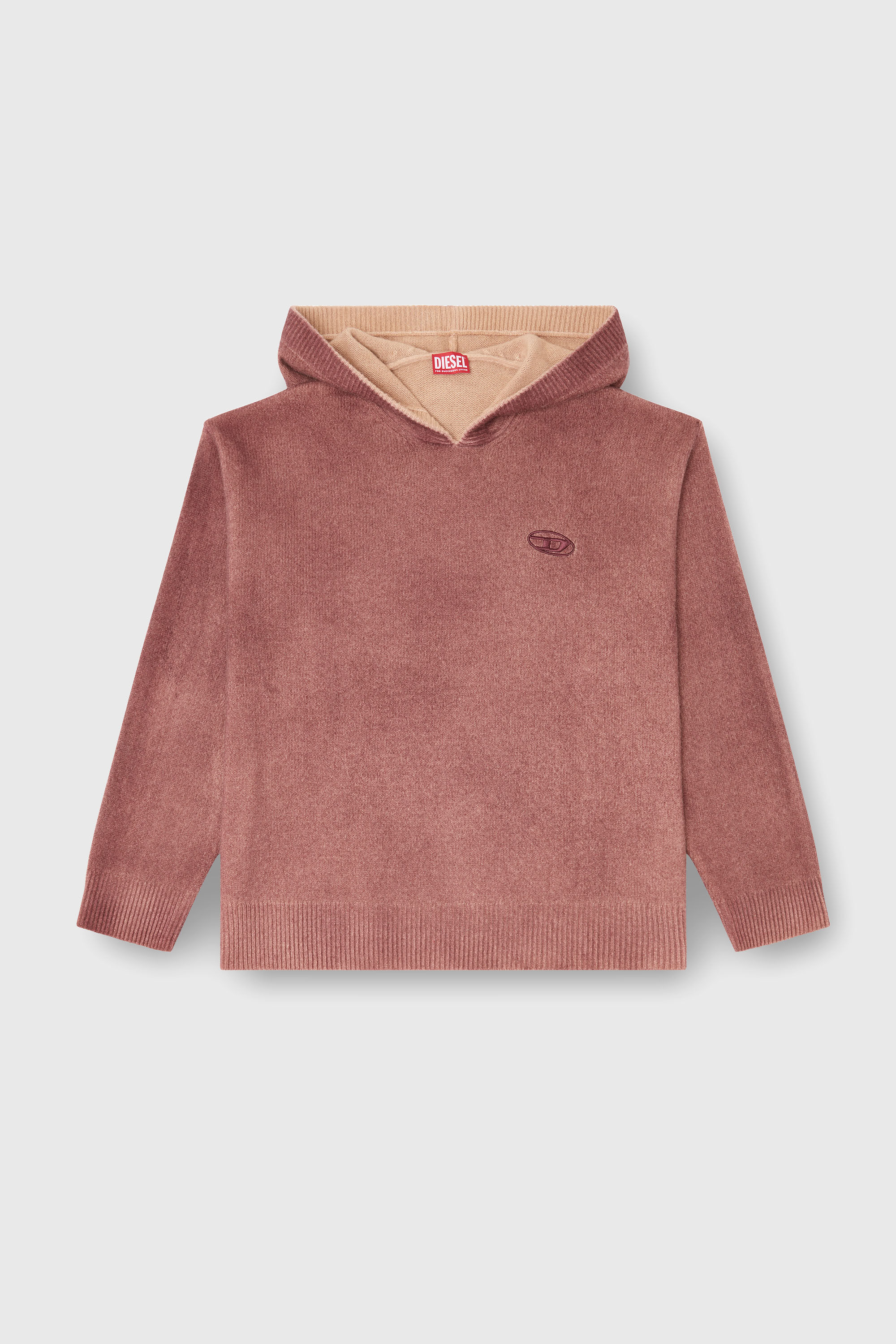 Diesel - K-PICKLED, Man's Double-dyed hoodie in wool-blend knit in Brown - 2