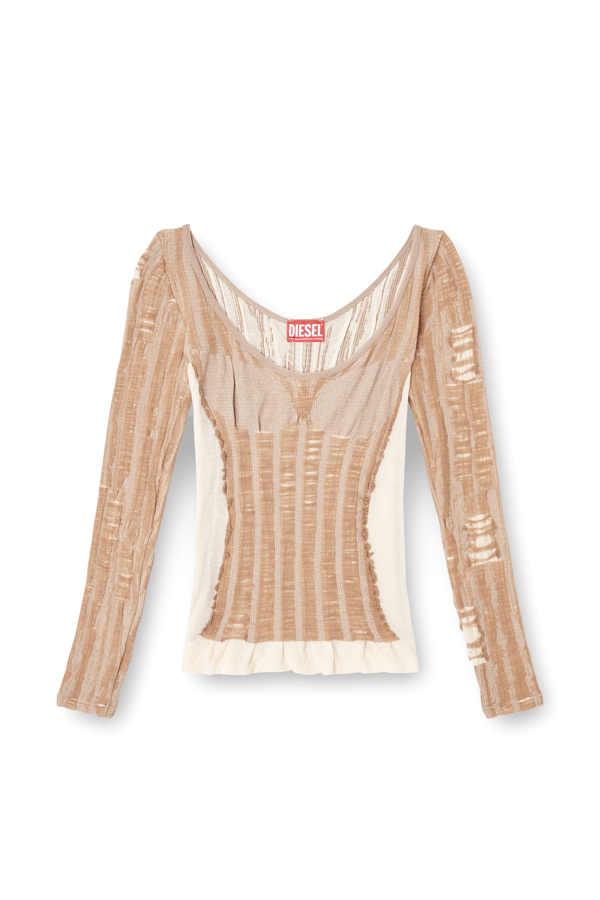 Diesel - M-CALAI, Woman's Seamless top with lingerie illusion in Beige - 2