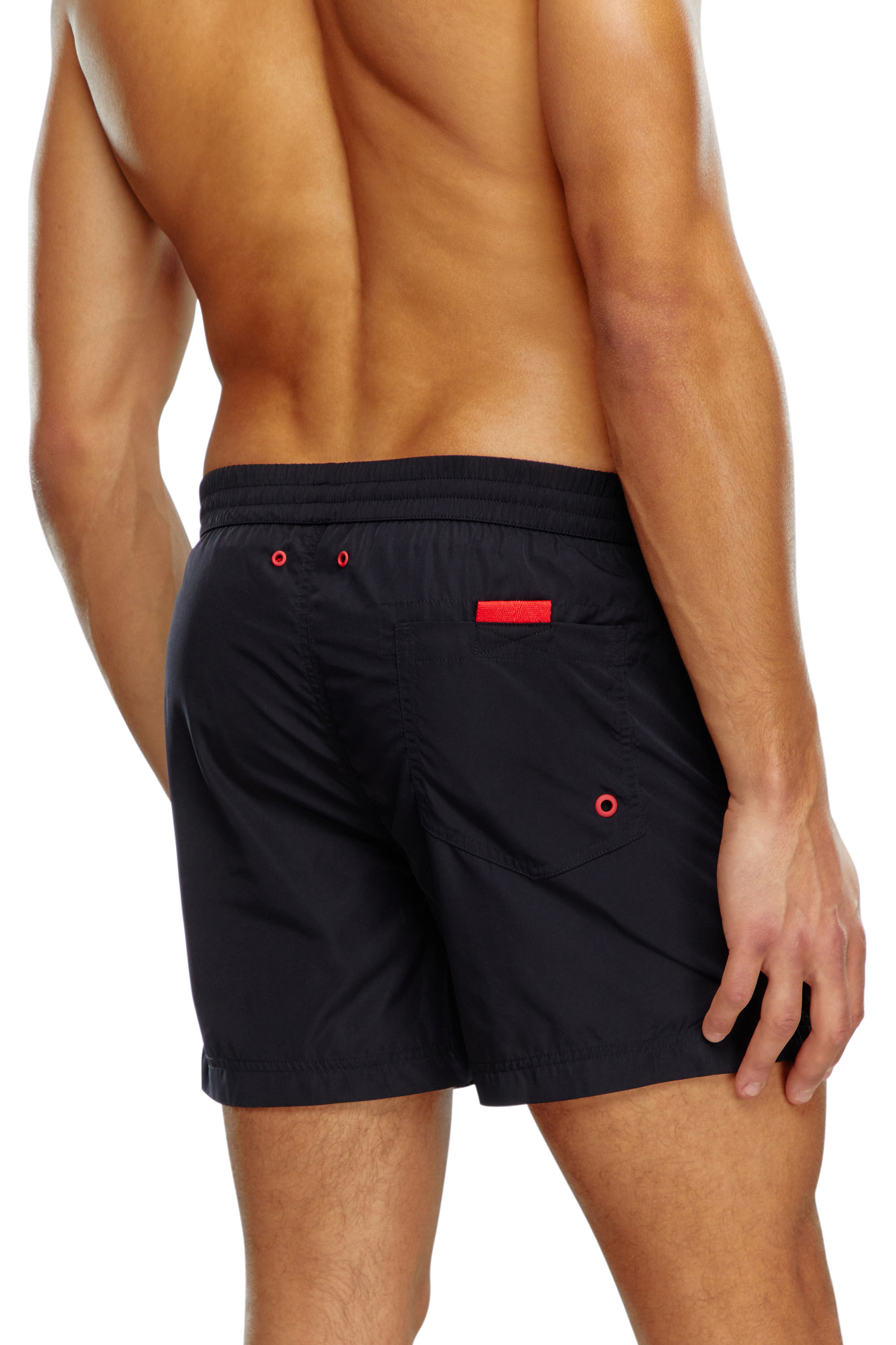 Men's Mid-length swim shorts with tonal logo | Black | Diesel CZ
