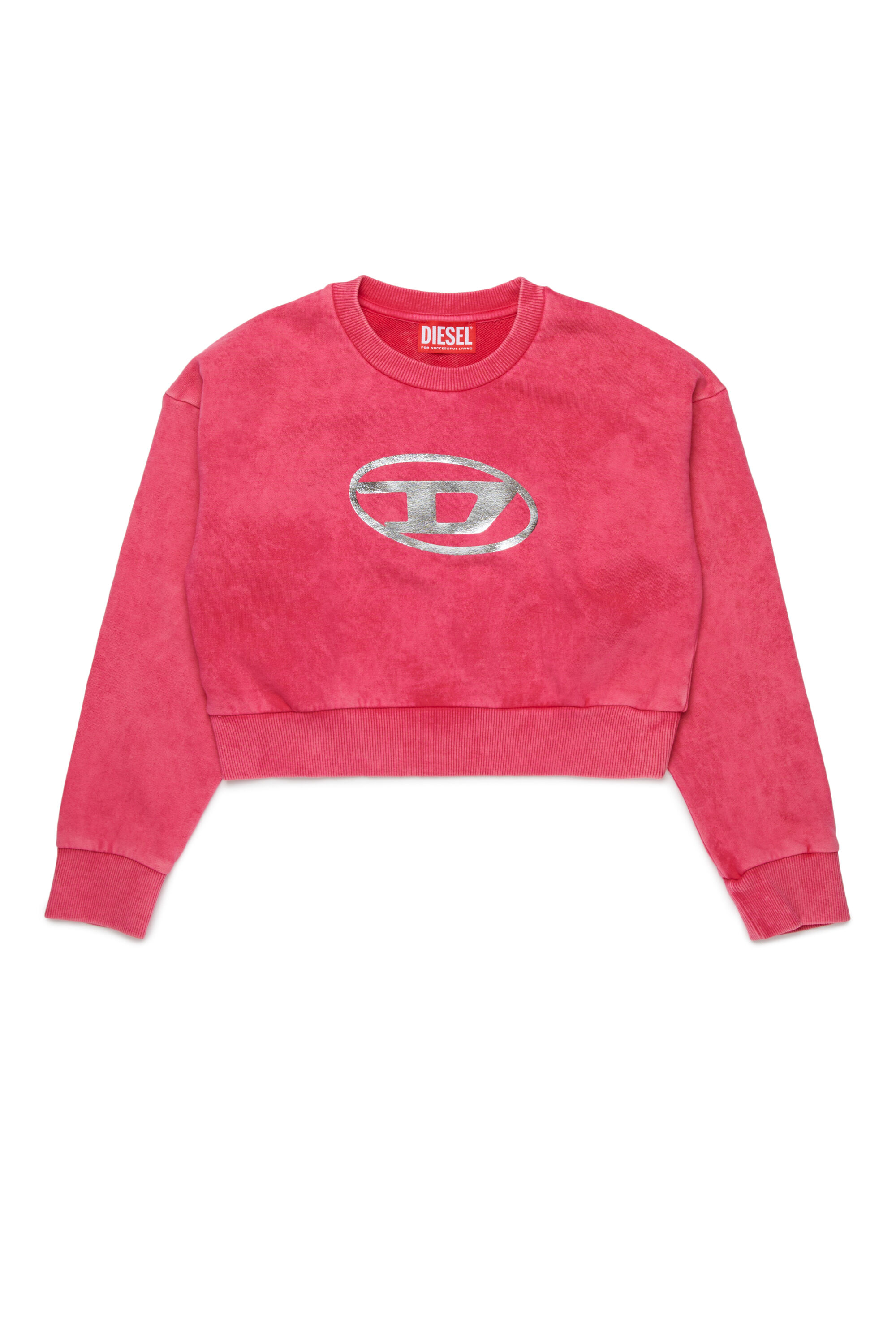 Diesel - SLEMPY, Woman's Marbled sweatshirt with metallic logo in Pink - 1