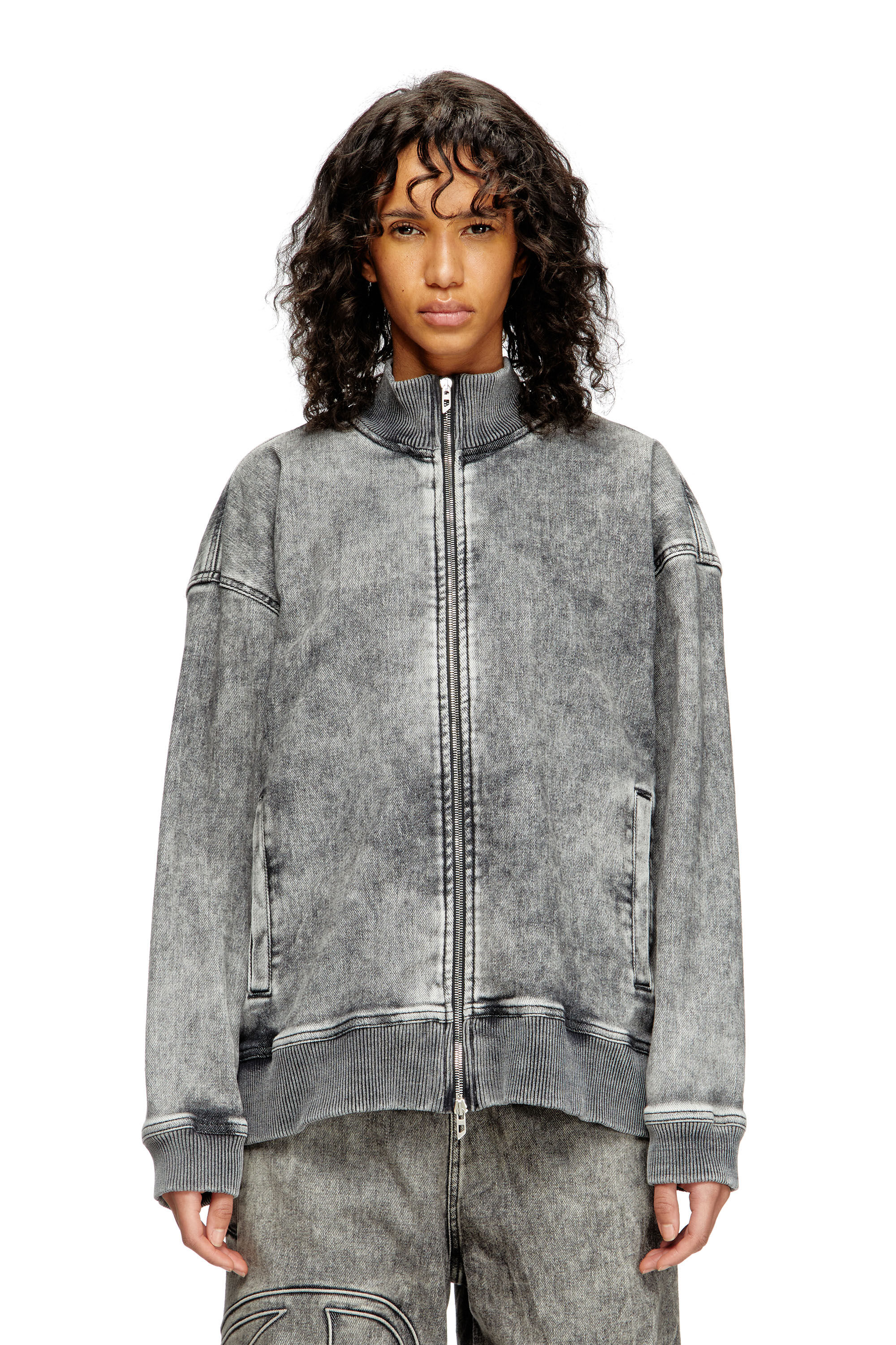 ジャケットその他 Diesel LOGO D-CARLY-S TRACK JACKET Women's Track Denim zip-up sweater with Oval D | Grey | Diesel