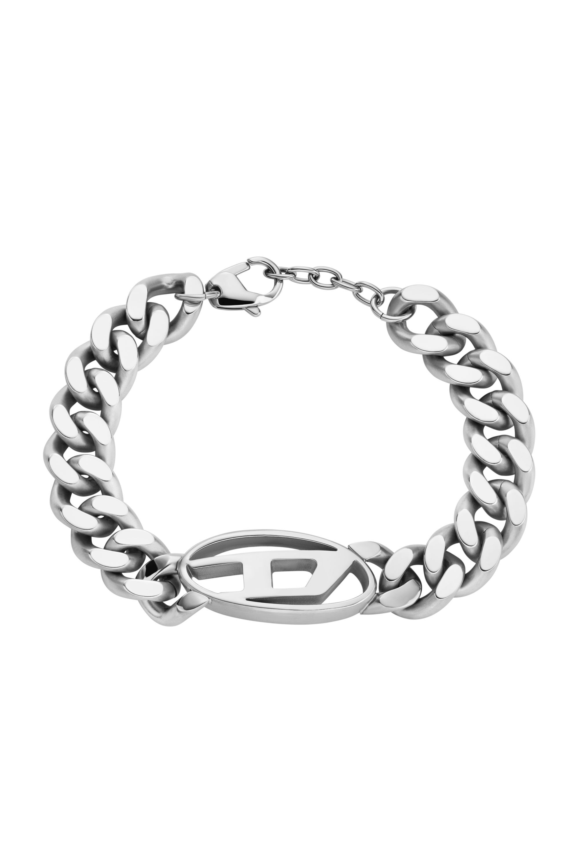 【DIESEL】オーバルDロゴ付きチェーンリンクブレスレット/silver Men's Oval D Logo Chain Bracelet | Silver | Diesel