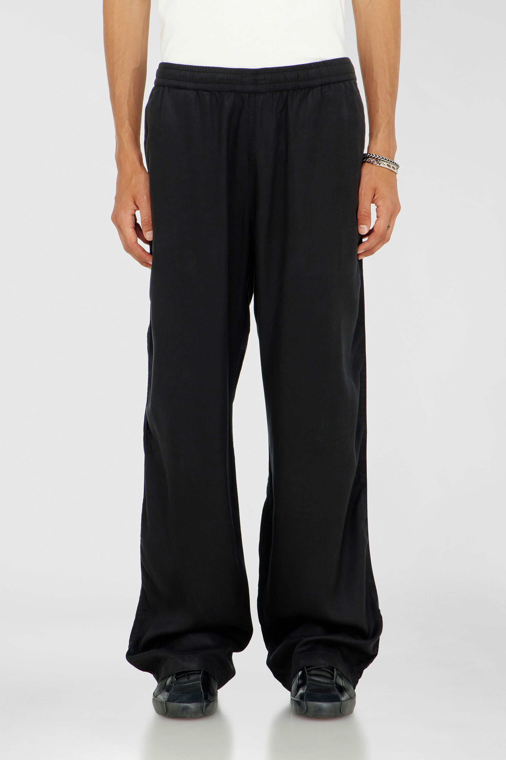Diesel - P-DREYER-C, Man's Drawstring pants in faded twill in Black - 3