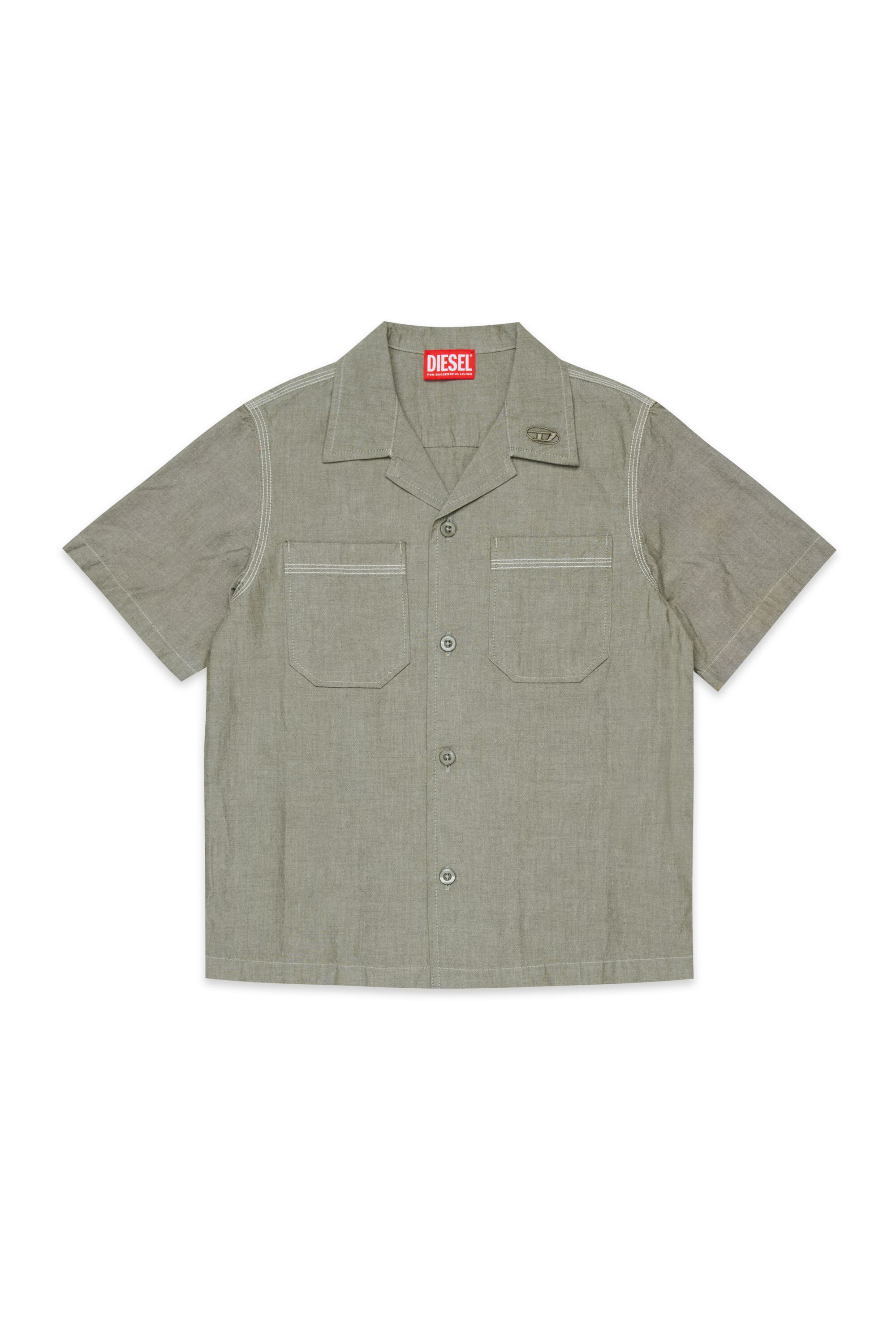 Diesel - CKEN, Man's Cotton bowling shirt with two pockets in Green - 1
