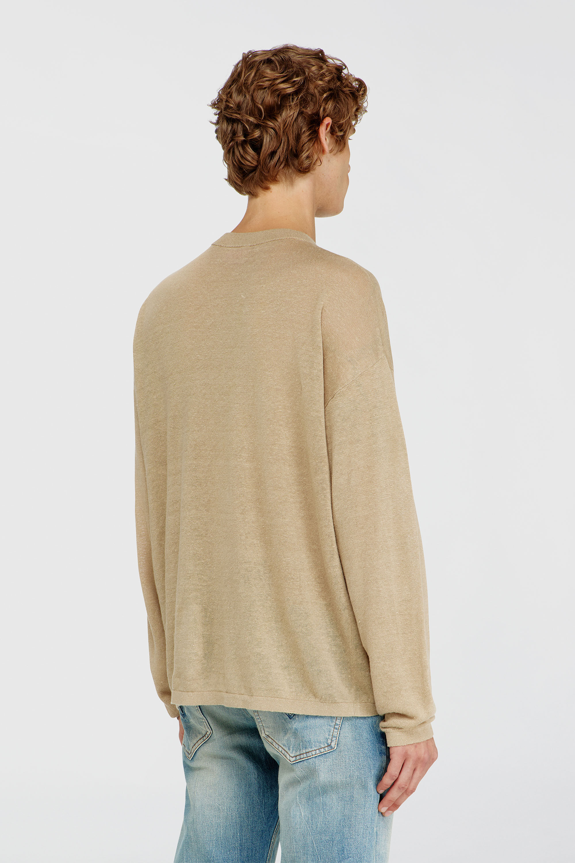 Diesel - K-ARMINS, Man's Linen jumper with faded Phoenix print in Beige - 4