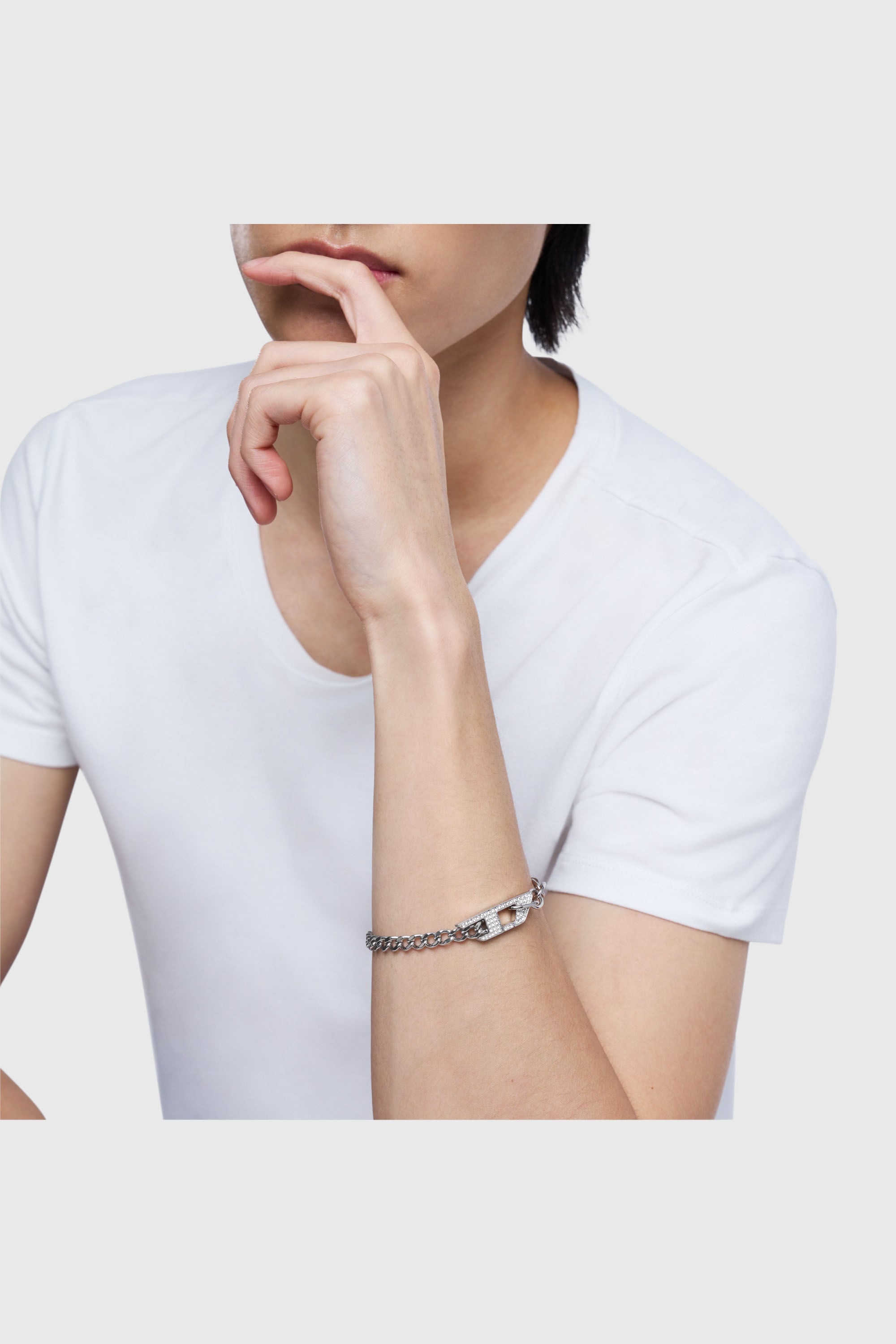 Diesel - DX1627040 JEWELLERY, Unisex's Stainless steel glitz chain bracelet in Silver - 4
