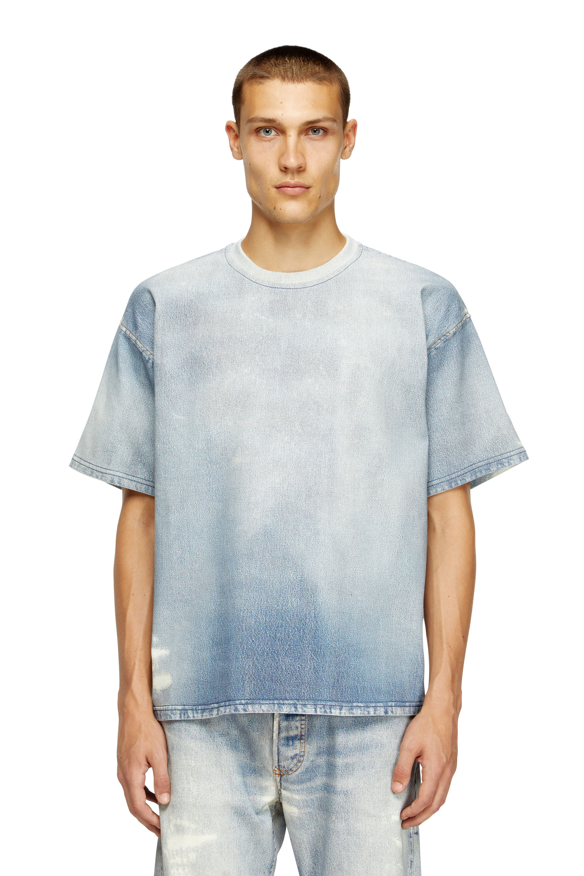 Diesel - D-BOX JOGG, Man's T-shirt in printed bleach-effect JoggJeans in Light Blue - 2