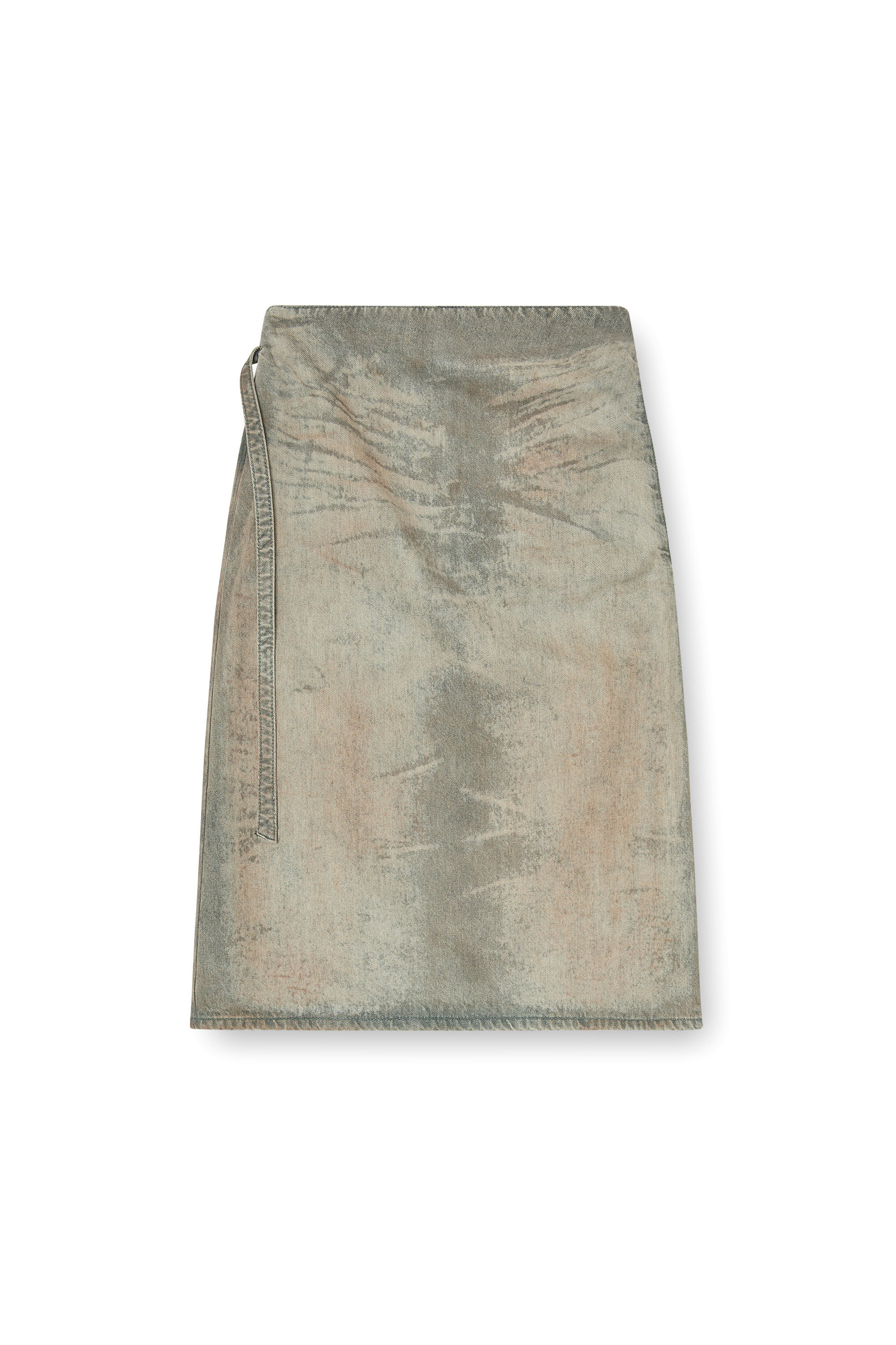 Diesel - DE-MORIKA-FSI, Woman's Midi skirt in cotton-hemp satin denim in Grey - 2