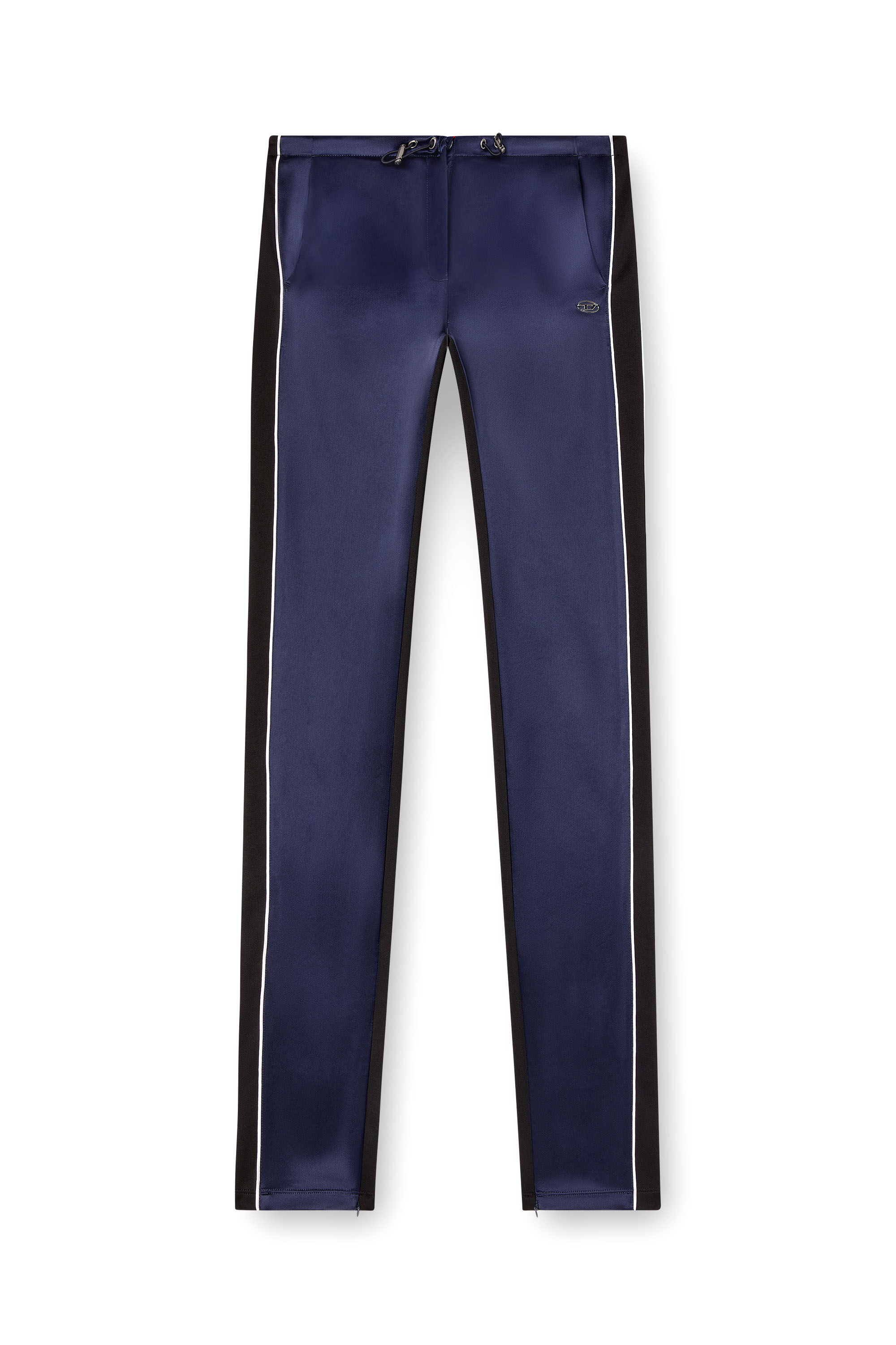 Diesel - P-ROUD, Woman's Knit and satin track pants with piping in Blue - 2
