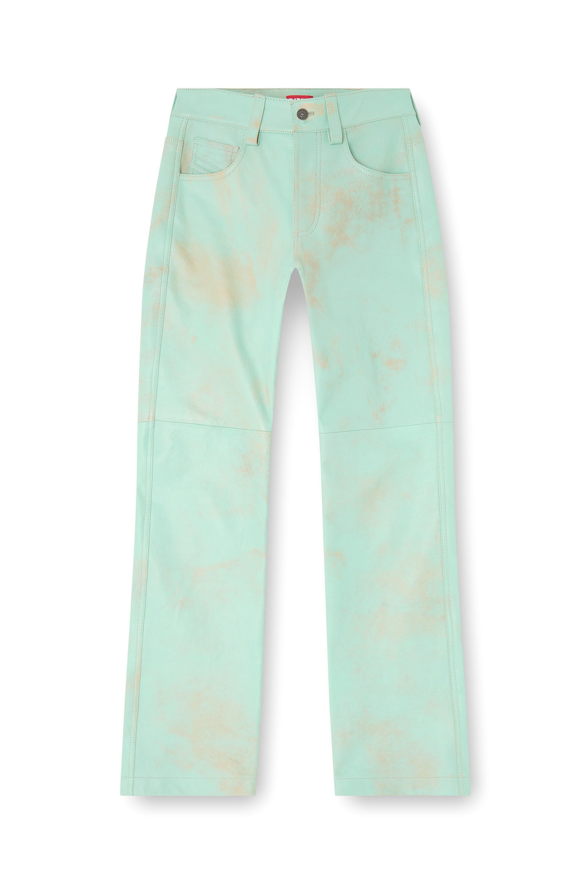 Diesel - L-POCKA, Woman's Pants in treated leather in Green - 2