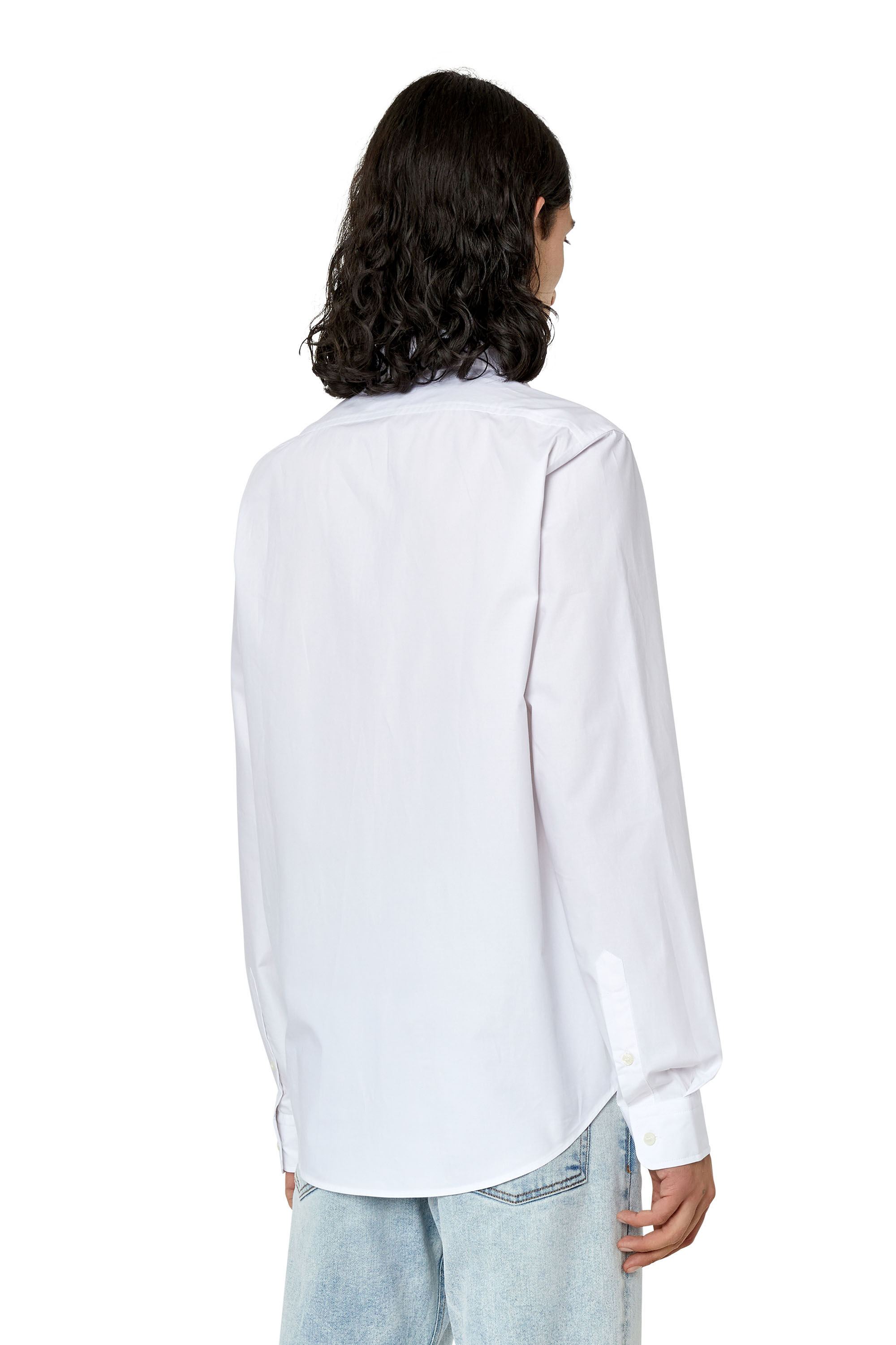 Diesel - S-BEN-CL-A, Man's Cotton shirt with tonal logo embroidery in White - 4