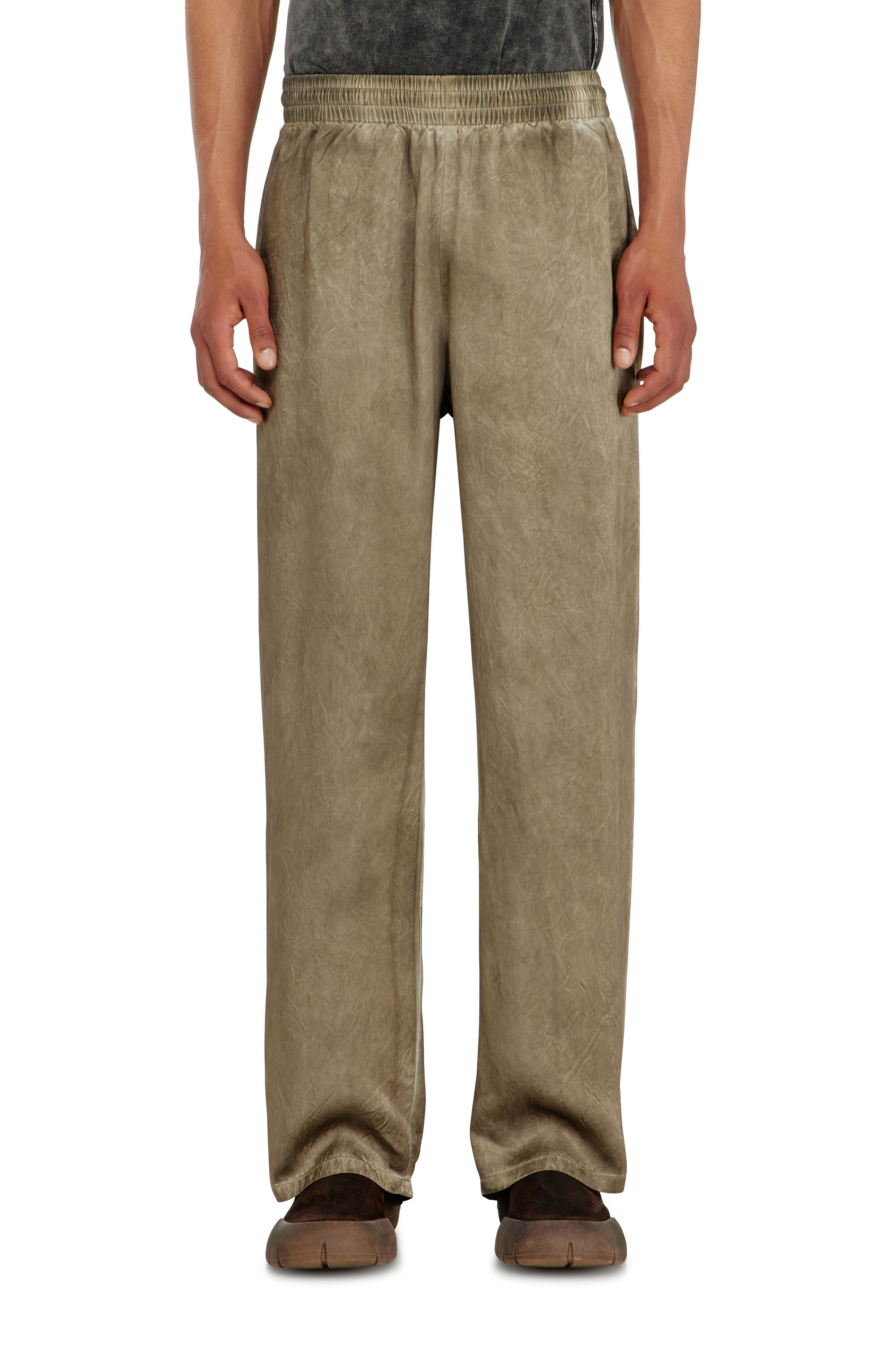 Diesel - P-THECK-AGCT, Man's Pants in wrinkled satin in Light Brown - 3
