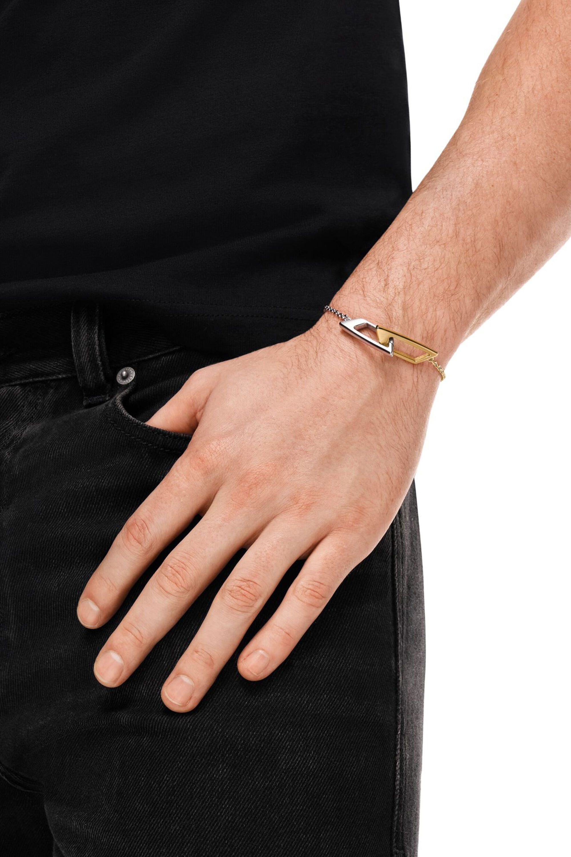 Diesel - DX1686931  JEWELLERY, Unisex's Stainless steel chain bracelet in Silver/Gold - 5