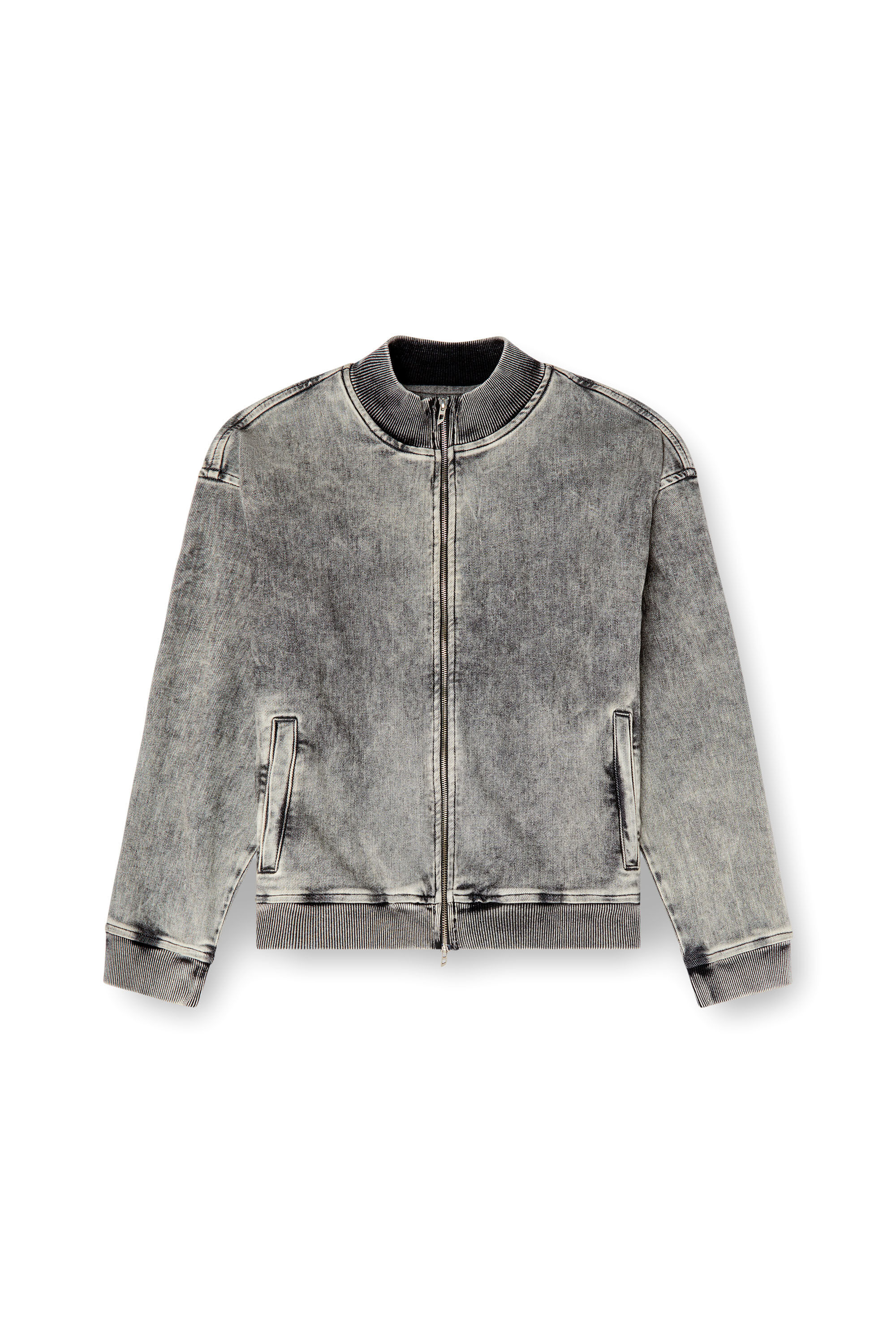 Women's Track Denim zip-up sweater with Oval D | Grey | Diesel