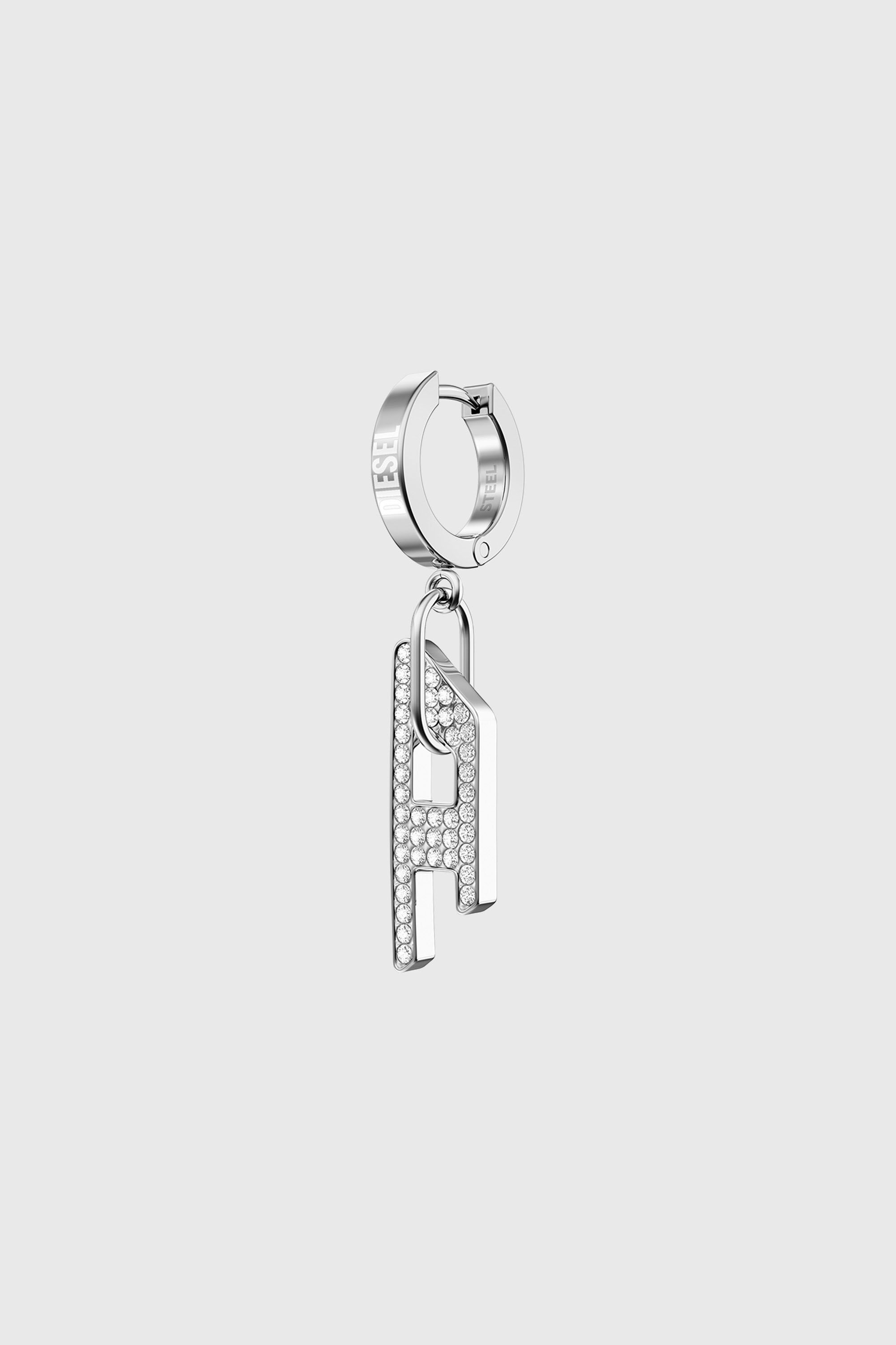 Diesel - DX1706040 JEWELLERY, Unisex's Stainless steel glitz D drop earring in Silver - 1