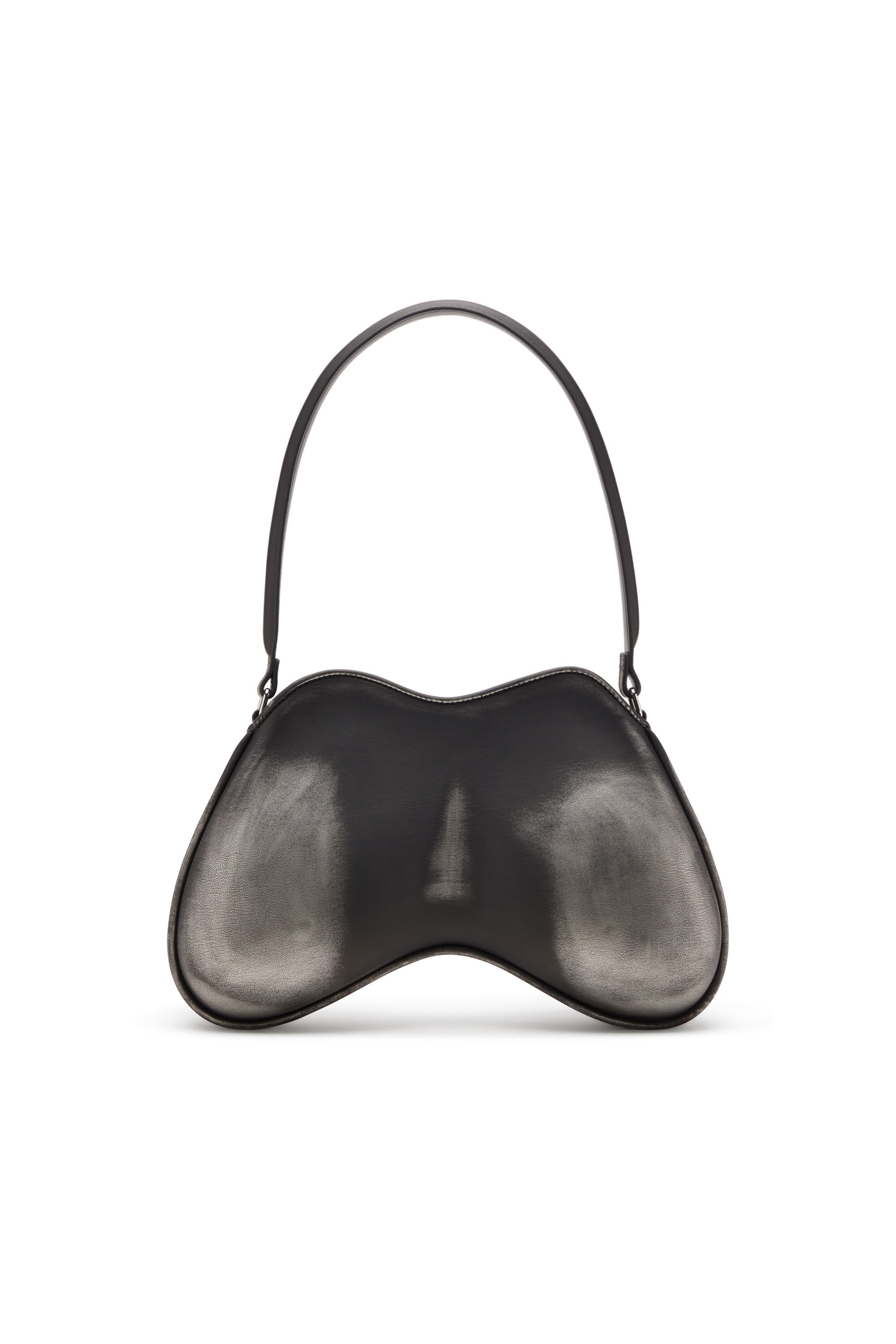 Diesel - DOUBLE-D SHOULDER, Woman's Double-D-Rigid shoulder bag in brushed PU in Black/Silver - 3