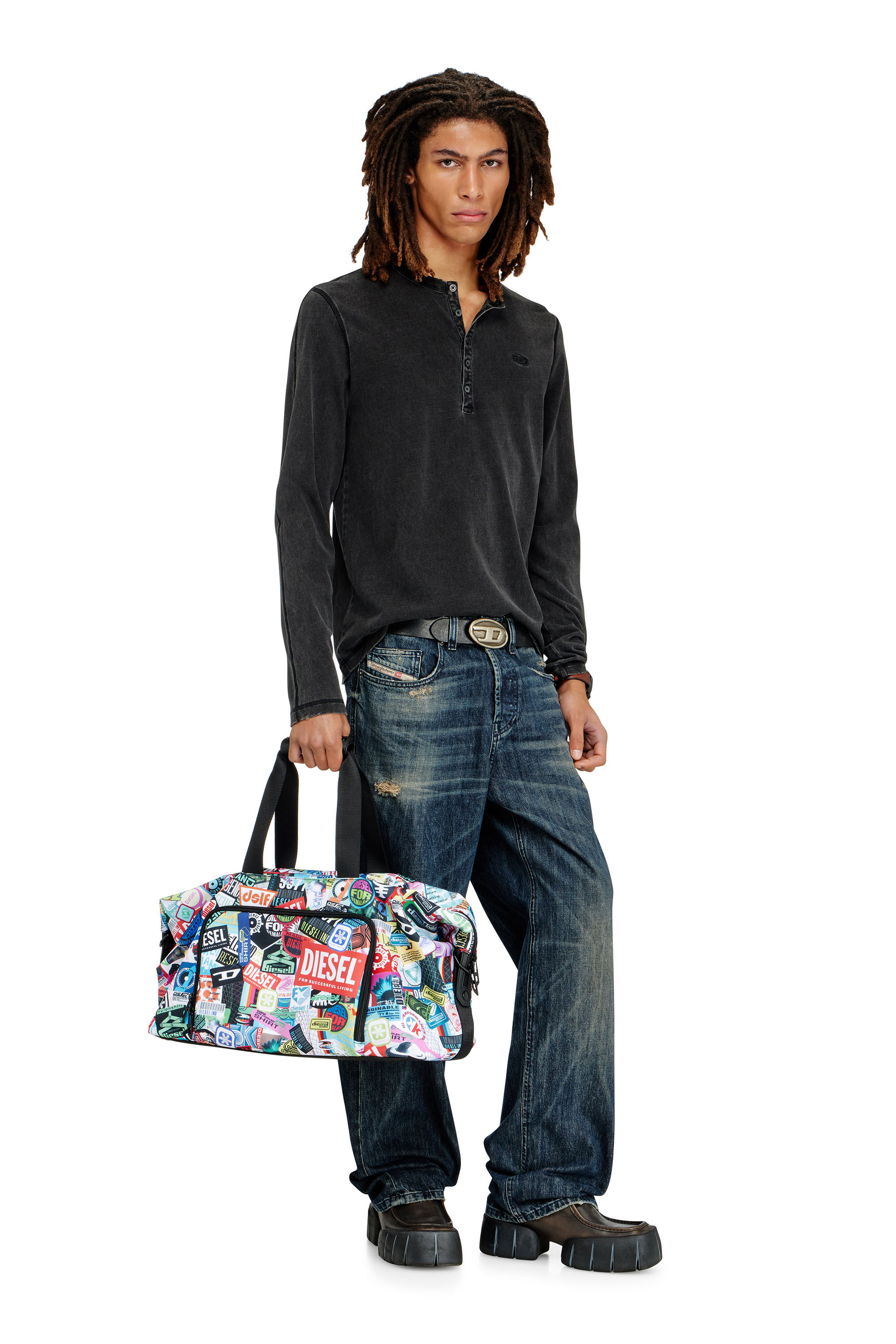 Diesel - DIESEL PC PRINTED DUFFLE-STICKERS- DSB00, Unisex's Pratical duffle bag with stickers in Multicolor - 1