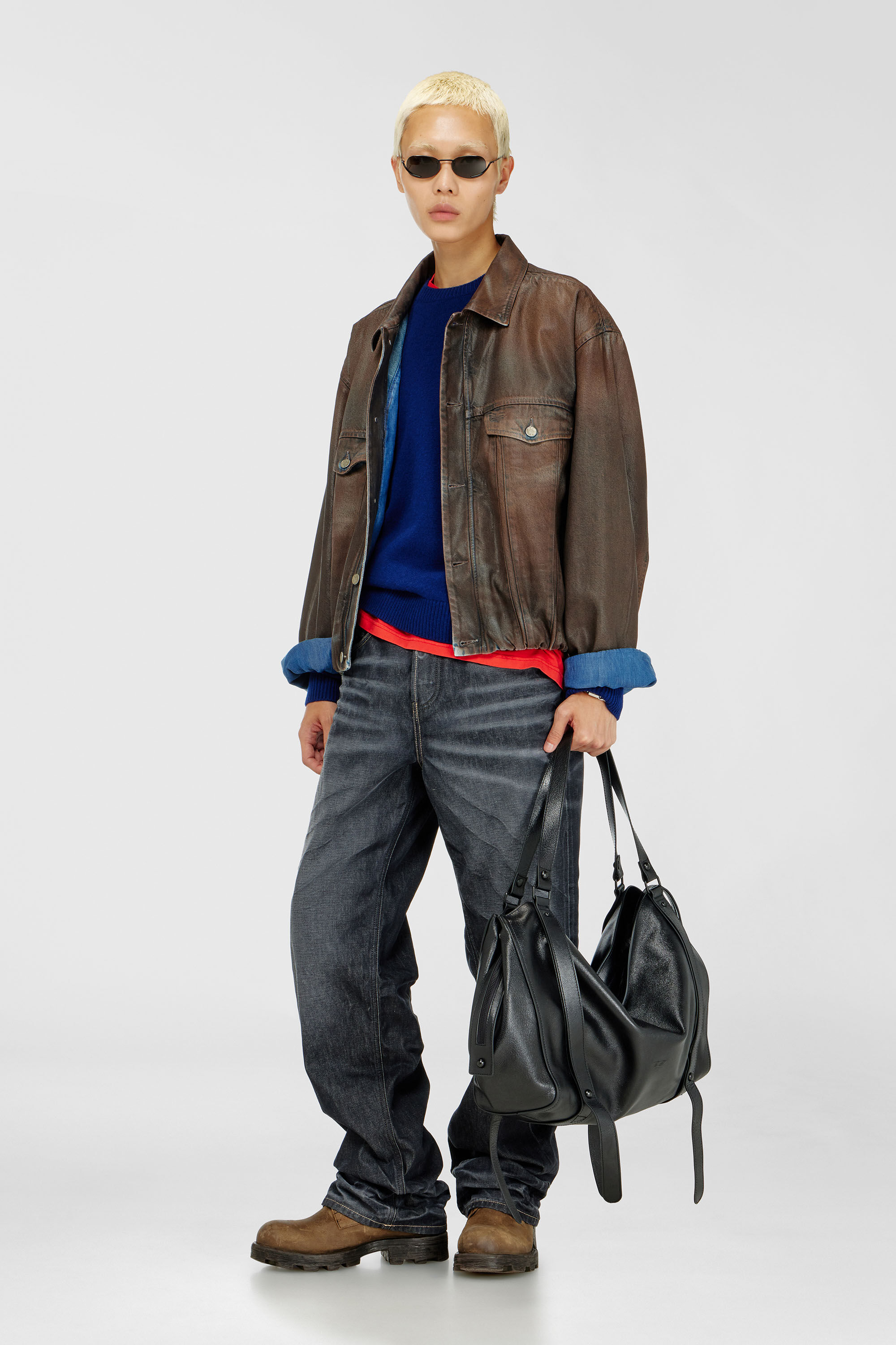 Diesel - D-MORVI-S, Unisex's Trucker jacket in coated denim in null - 1
