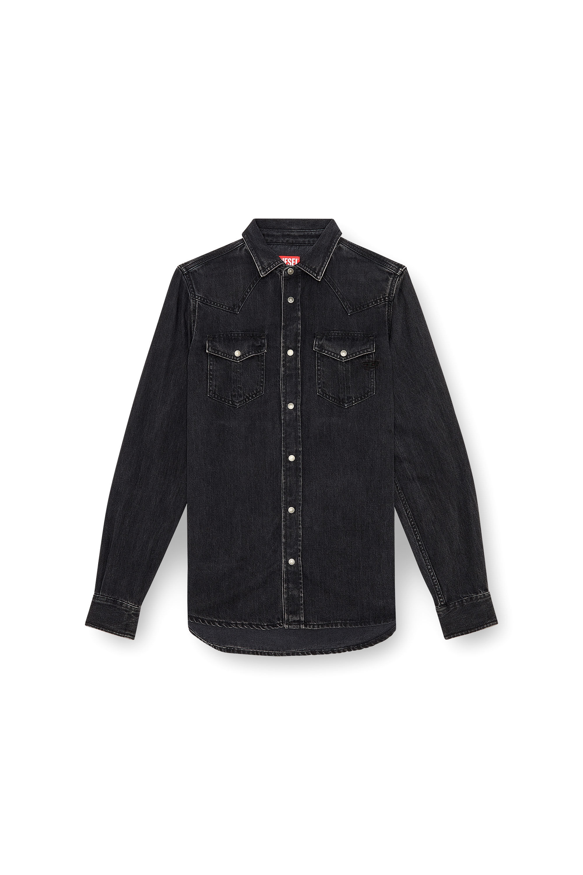 Men s Overshirt in Tencel denim Black Diesel