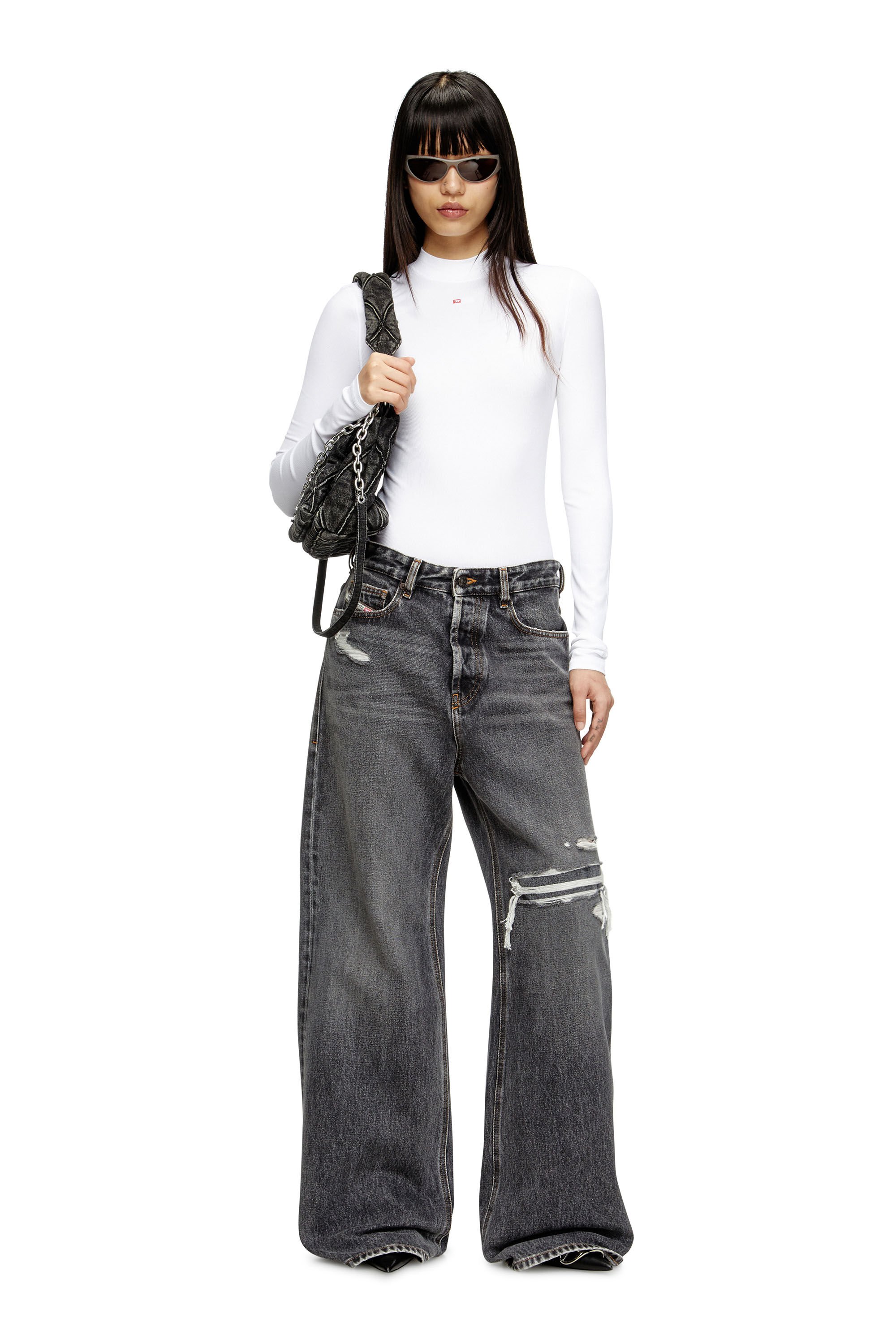 Diesel - Woman's Relaxed Jeans 1996 D-Sire 007F6, Black/Dark grey - 1