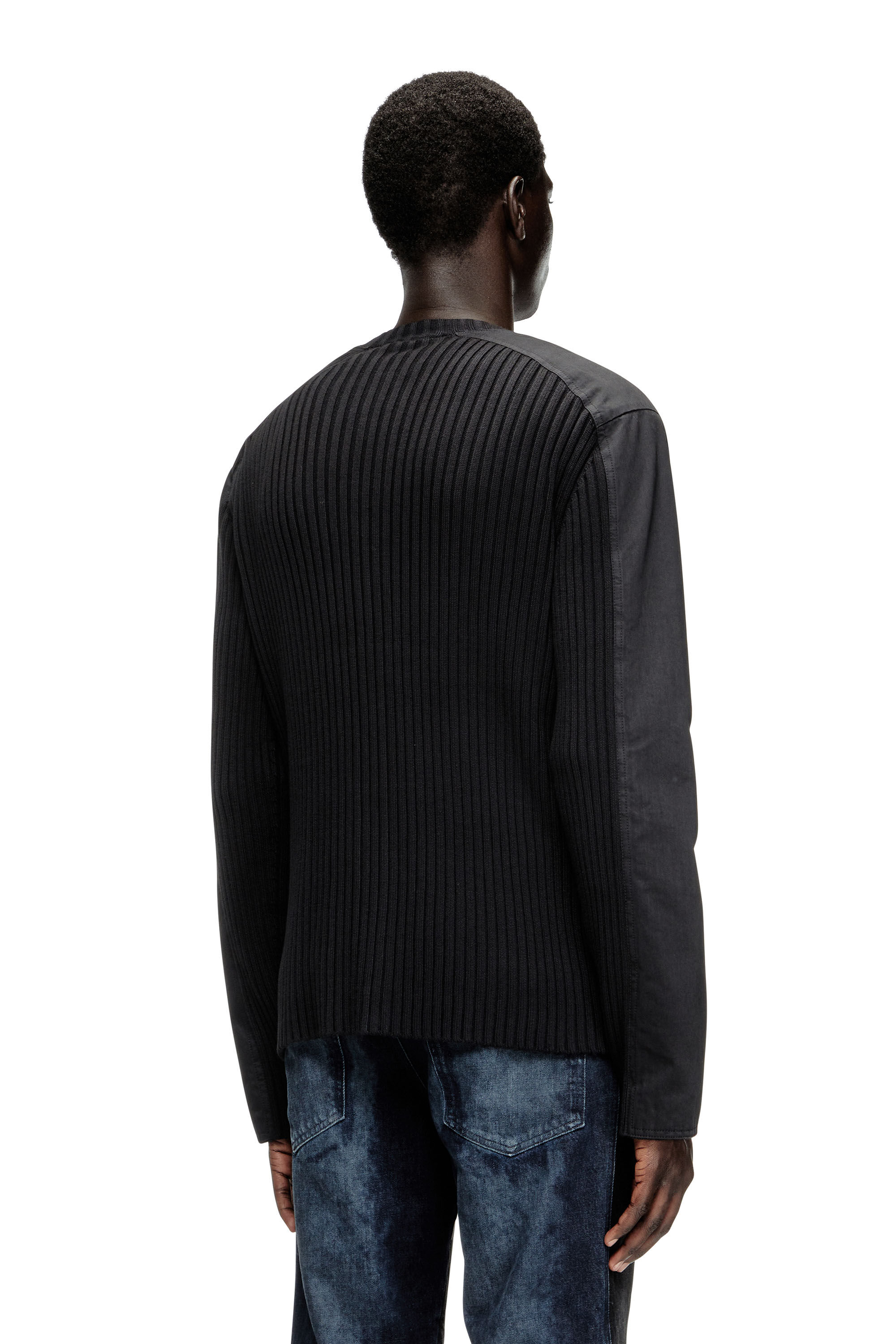 Men's Zipped cardigan with utilitarian panels | Black | Diesel CZ