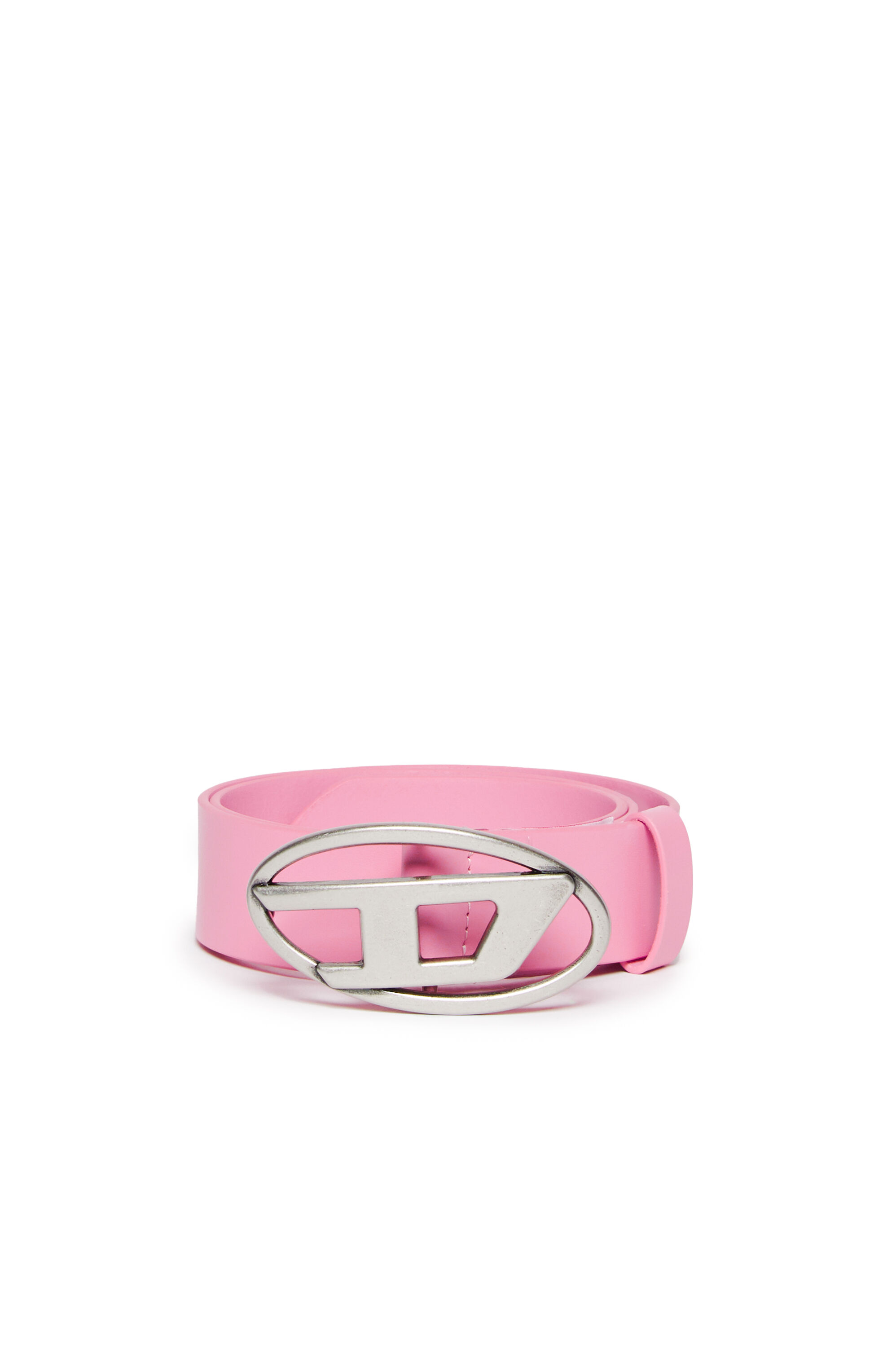 Diesel - B1DR, Unisex Leather belt with Oval D buckle in Pink - Image 1