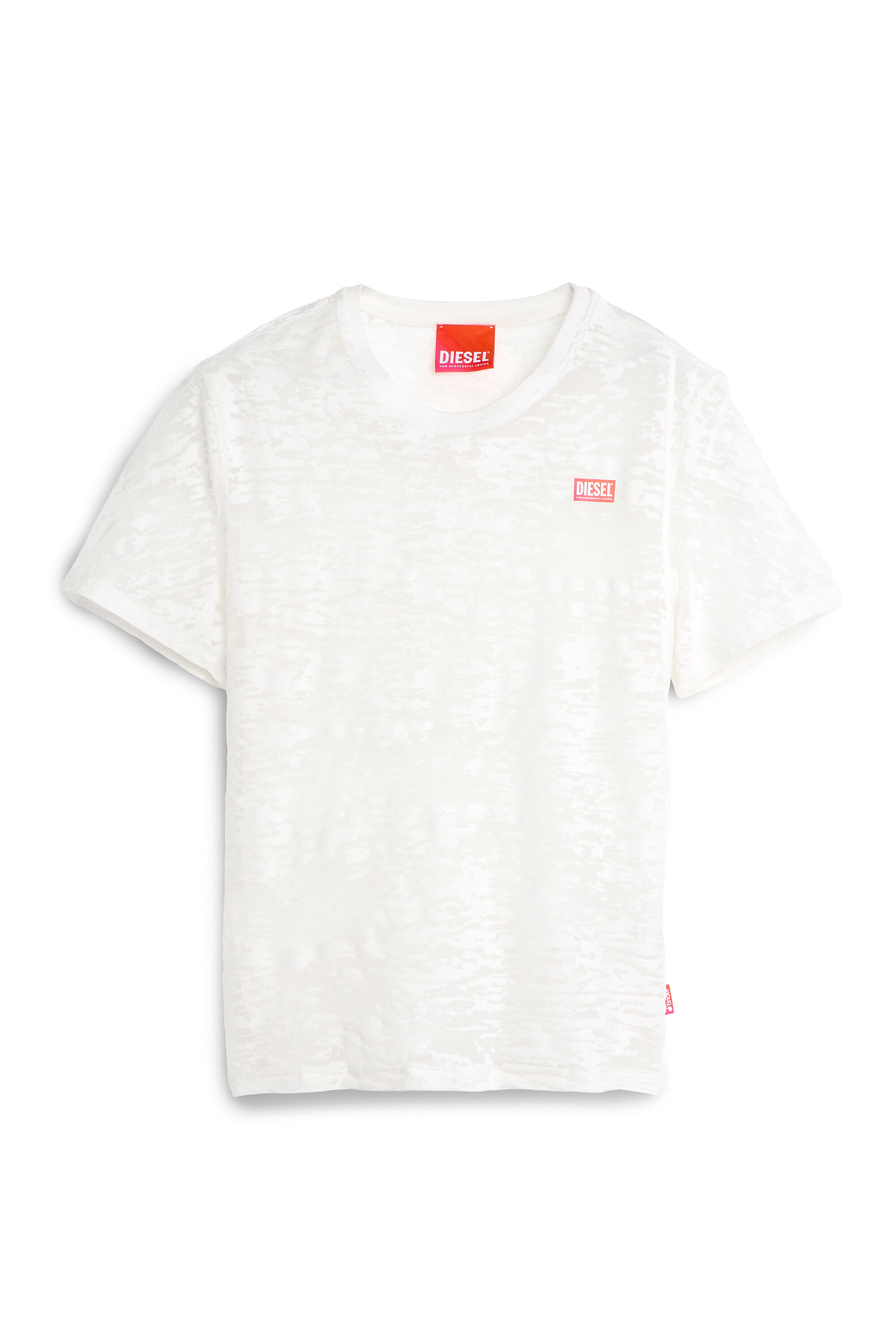 Diesel - PR-T-NOTS-MATI-R, Unisex's T-shirt in all-over devor&eacute; jersey in White - 2