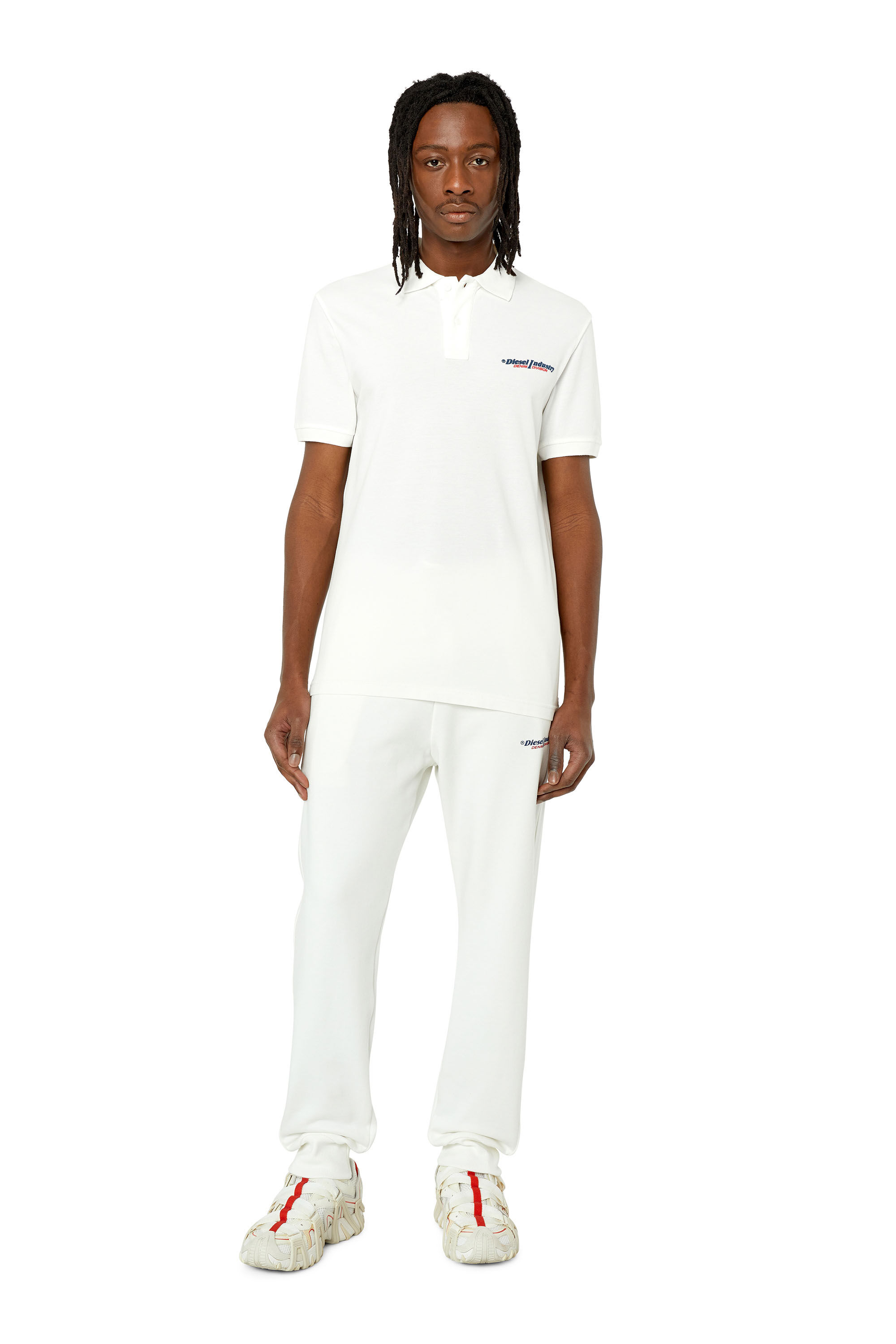 Diesel - T-SMITH-IND, Man's Polo shirt with Diesel Industry print in White - 1