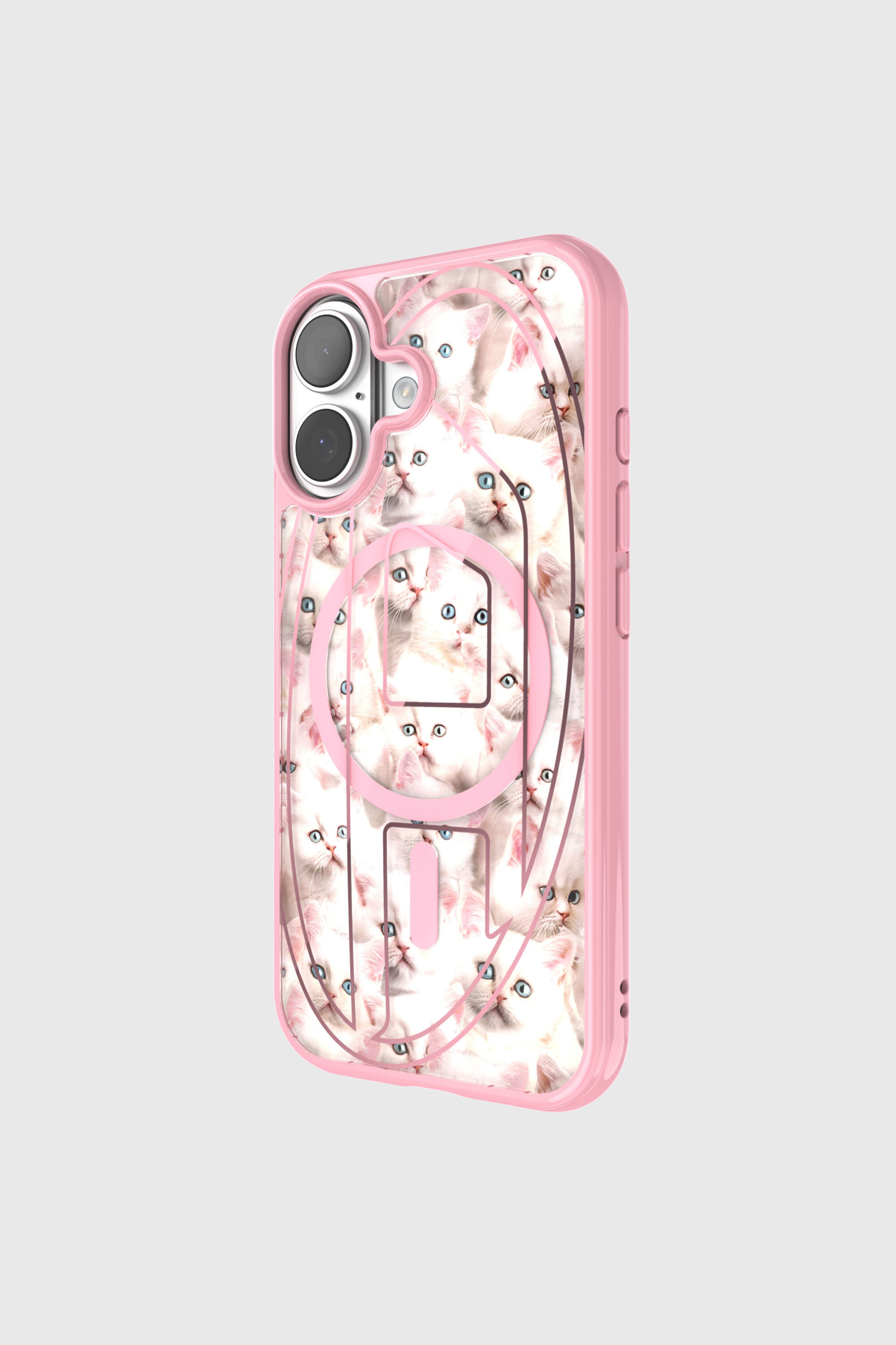 Diesel - 60423 AOP CASE, Unisex's Oval D cats case with magsafe for iPhone 17 in Pink - 3