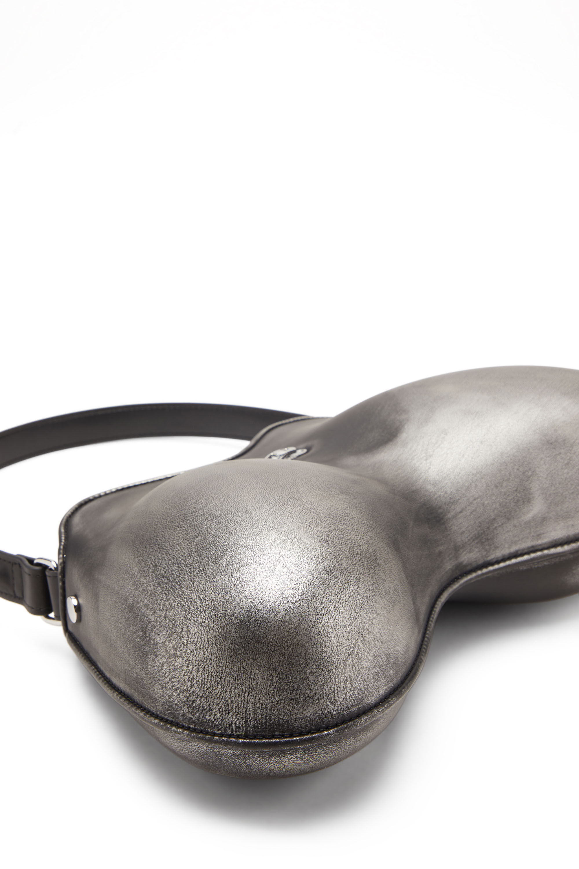 Diesel - DOUBLE-D SHOULDER, Woman's Double-D-Rigid shoulder bag in brushed PU in Black/Silver - 2