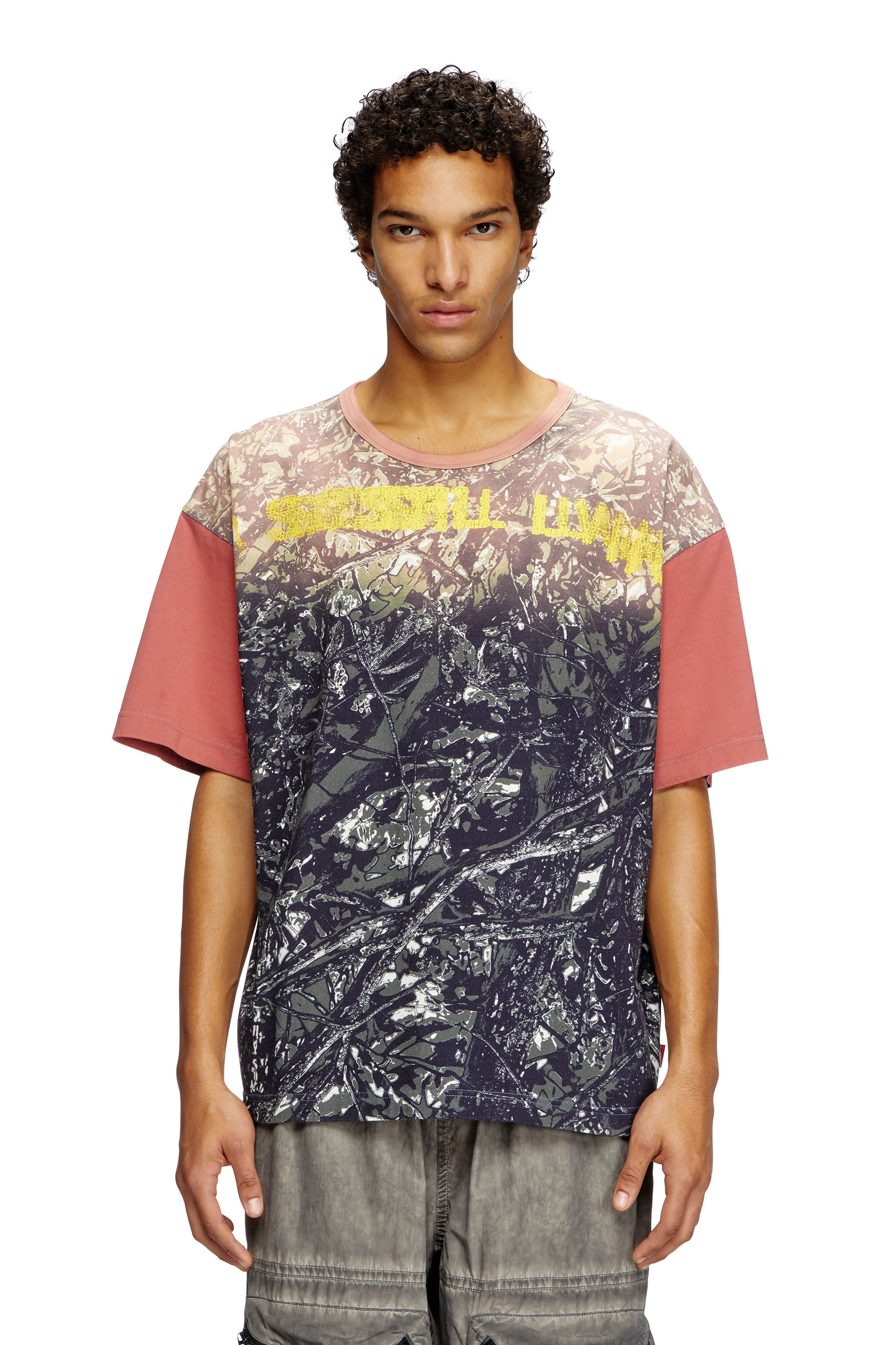 Diesel - T-BOXT-CAMOU, Man's T-shirt with glitch camo print in Black/Green - 3