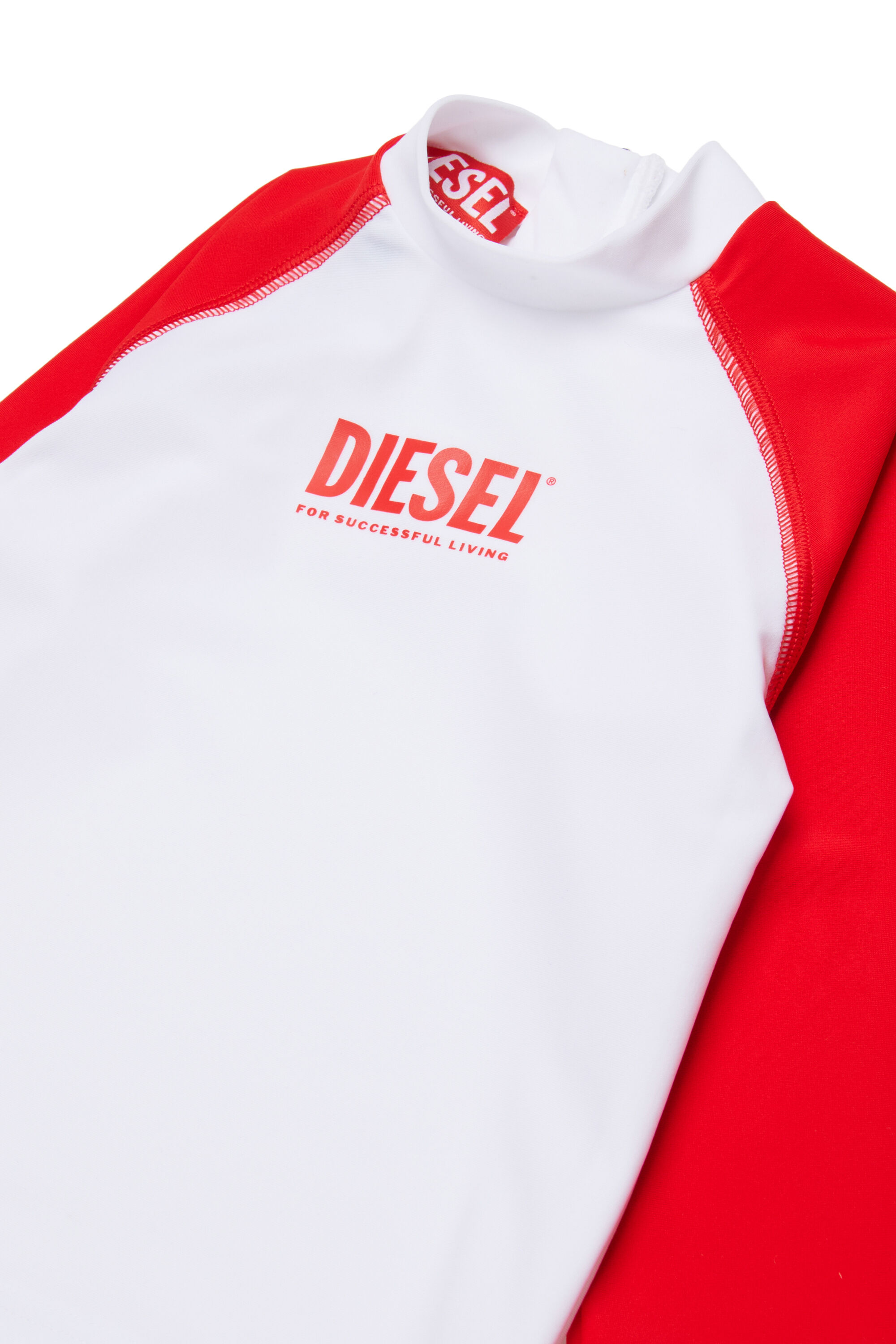 Diesel - MTRIB, Man's Rash guard with high neck in White/Red - 3