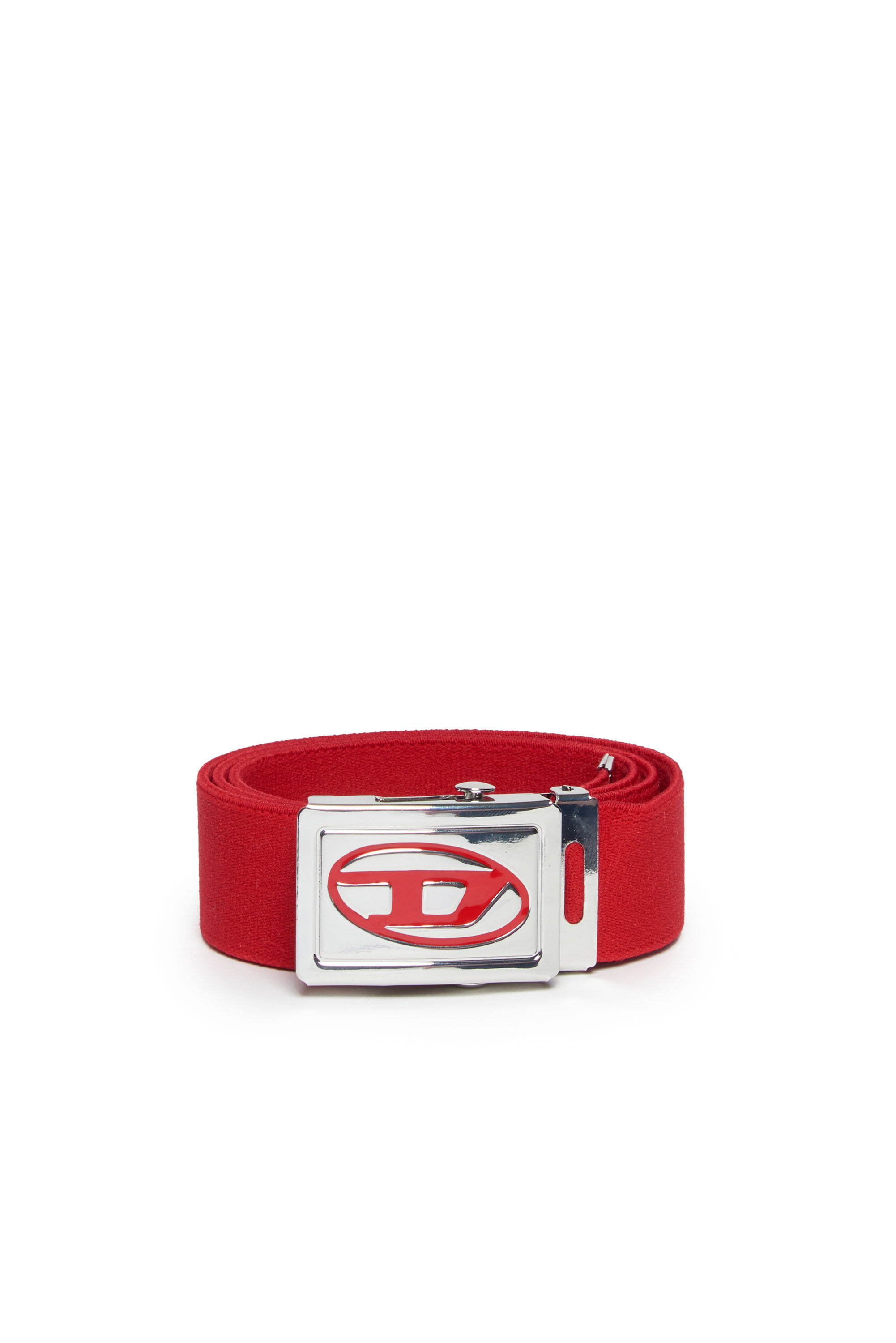 Diesel - BESAR, Man's Tape belt with Oval D plaque buckle in Red - 1