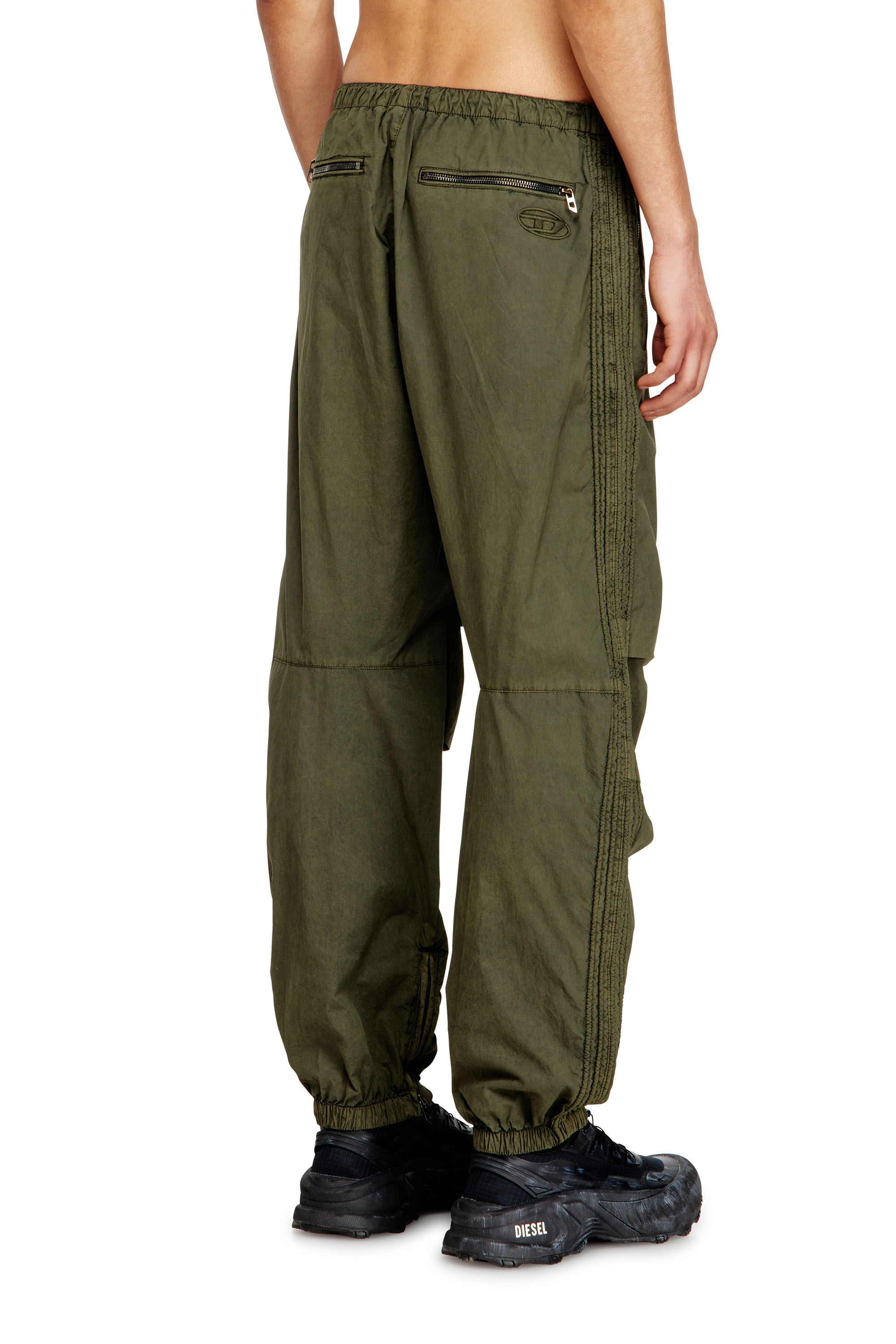 Men's Cotton cargo pants with side bands | Green | Diesel CZ