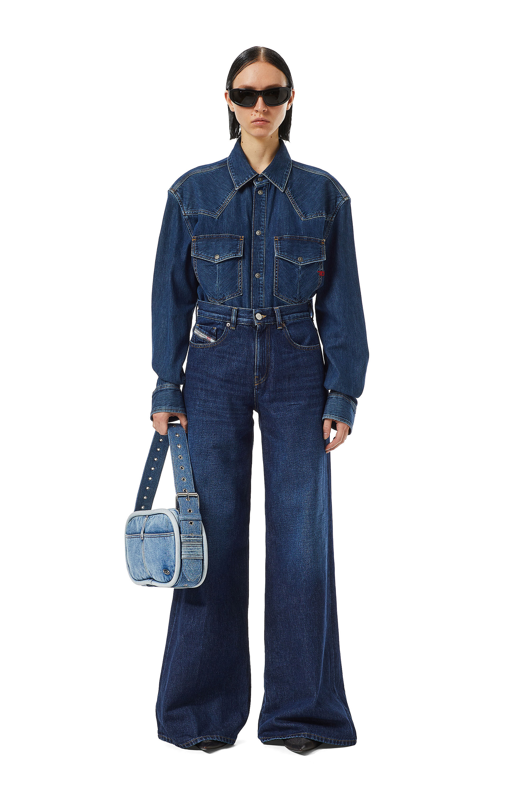 Diesel - 1978 D-Akemi 09C03 Bootcut and Flare Jeans, Dark Blue - Image 1