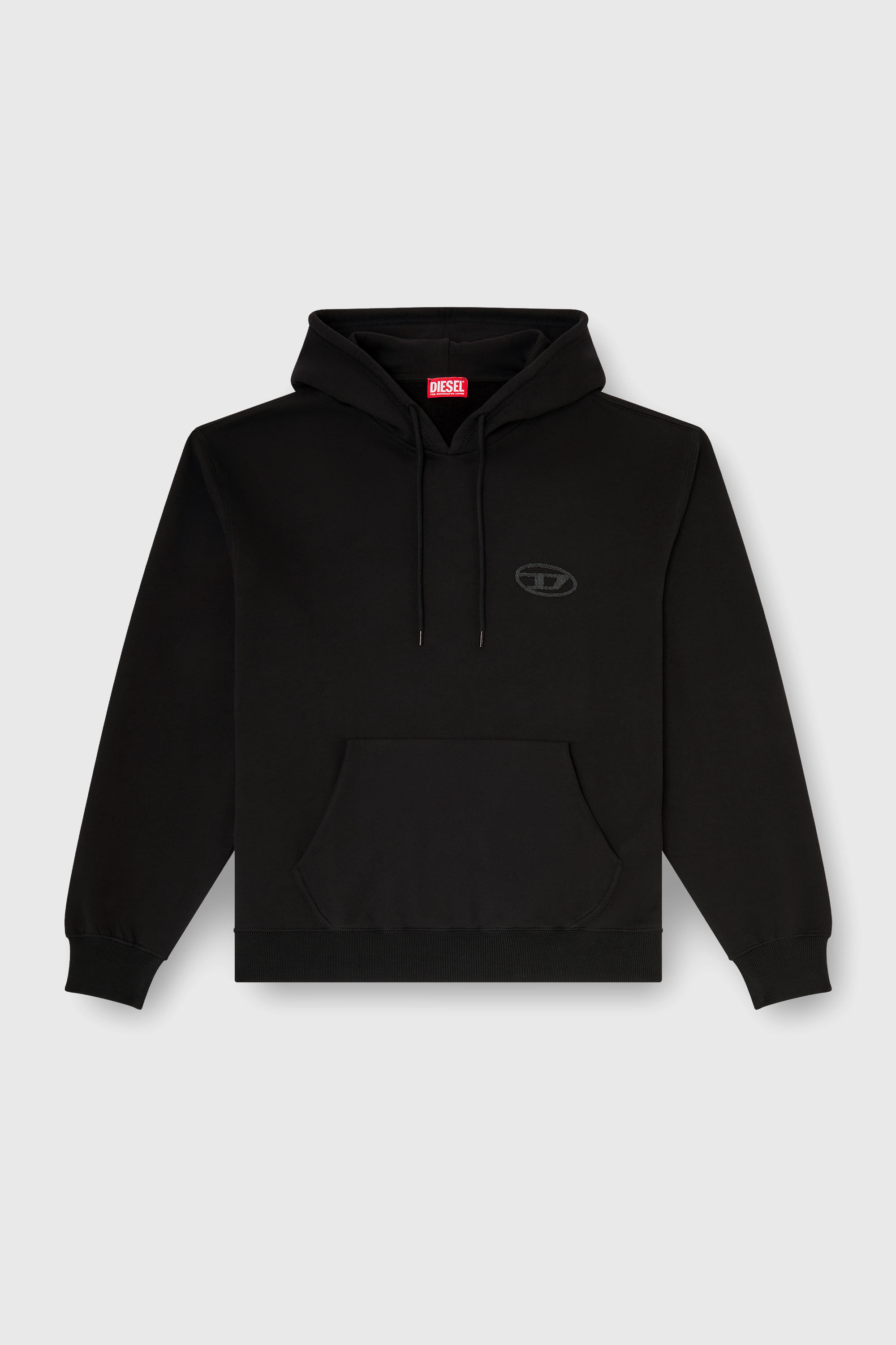 Diesel - S-LUK-H-T92, Man's Cotton hoodie with tonal Oval D logo embroidery in Black - 2
