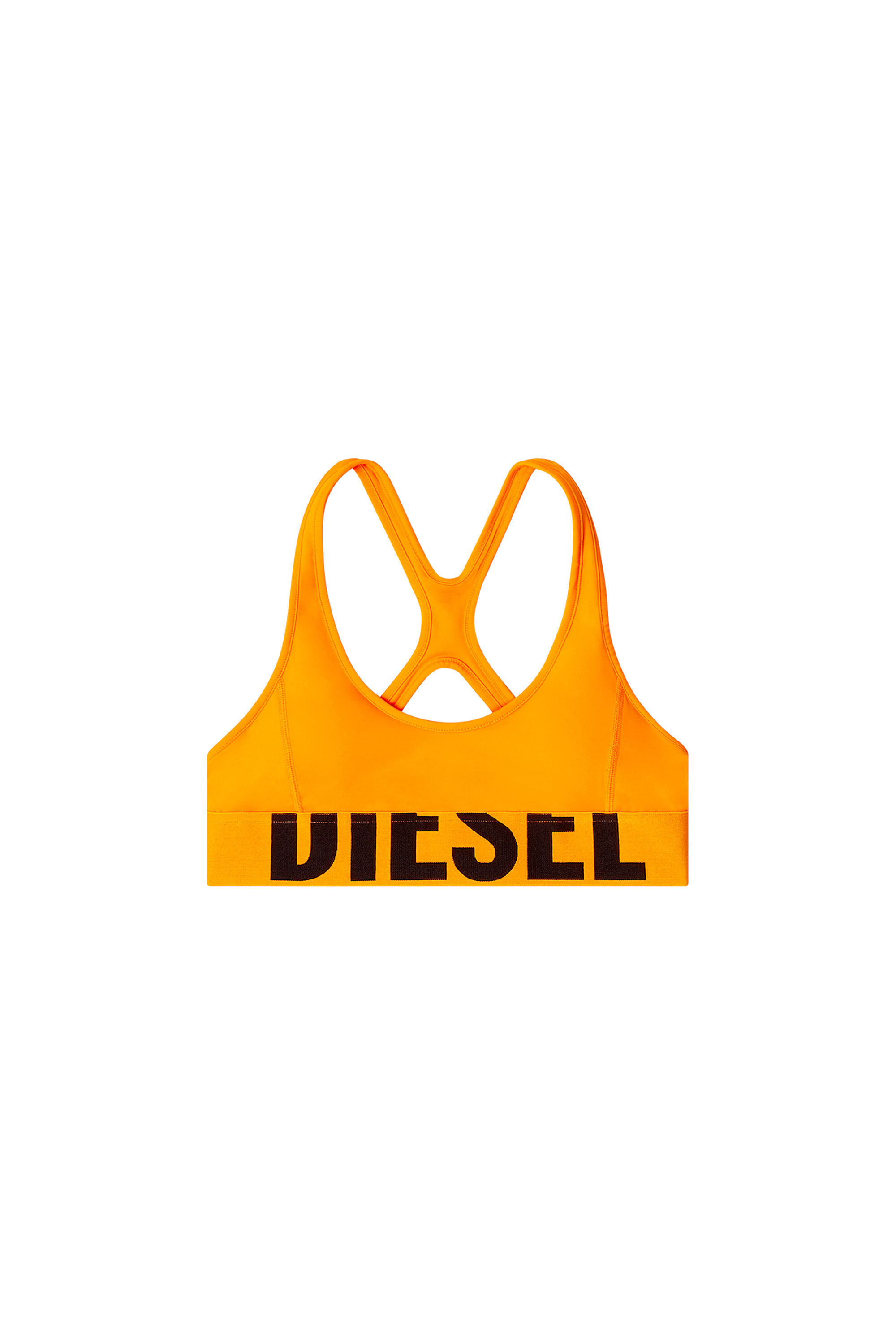 Diesel - ALLISON-D-POP, Woman's Microfibre sports bra with cut-off logo in Orange - 2