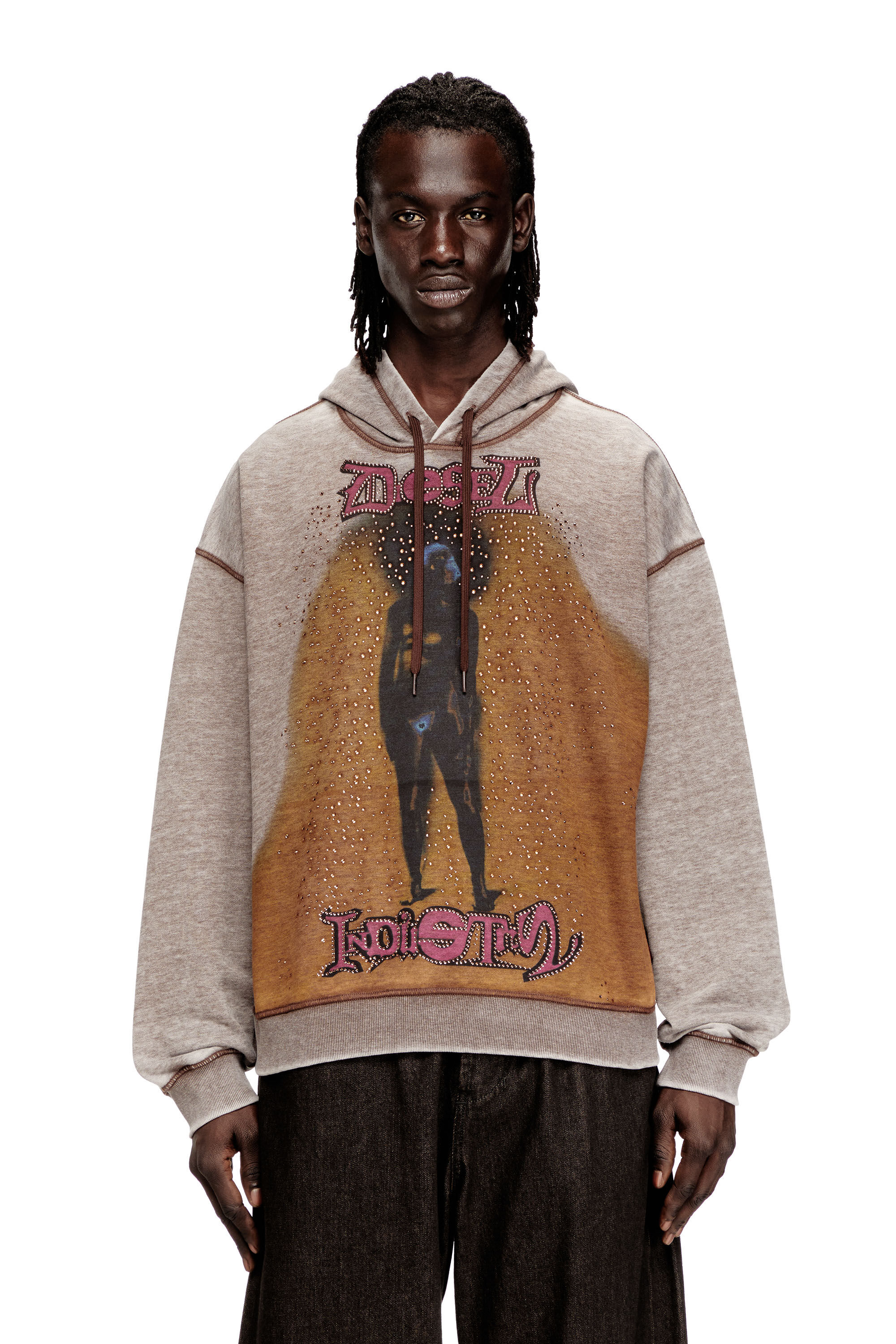 Diesel - S-BOXTON-HOOD, Man's Hoodie with print and studs in null - 2