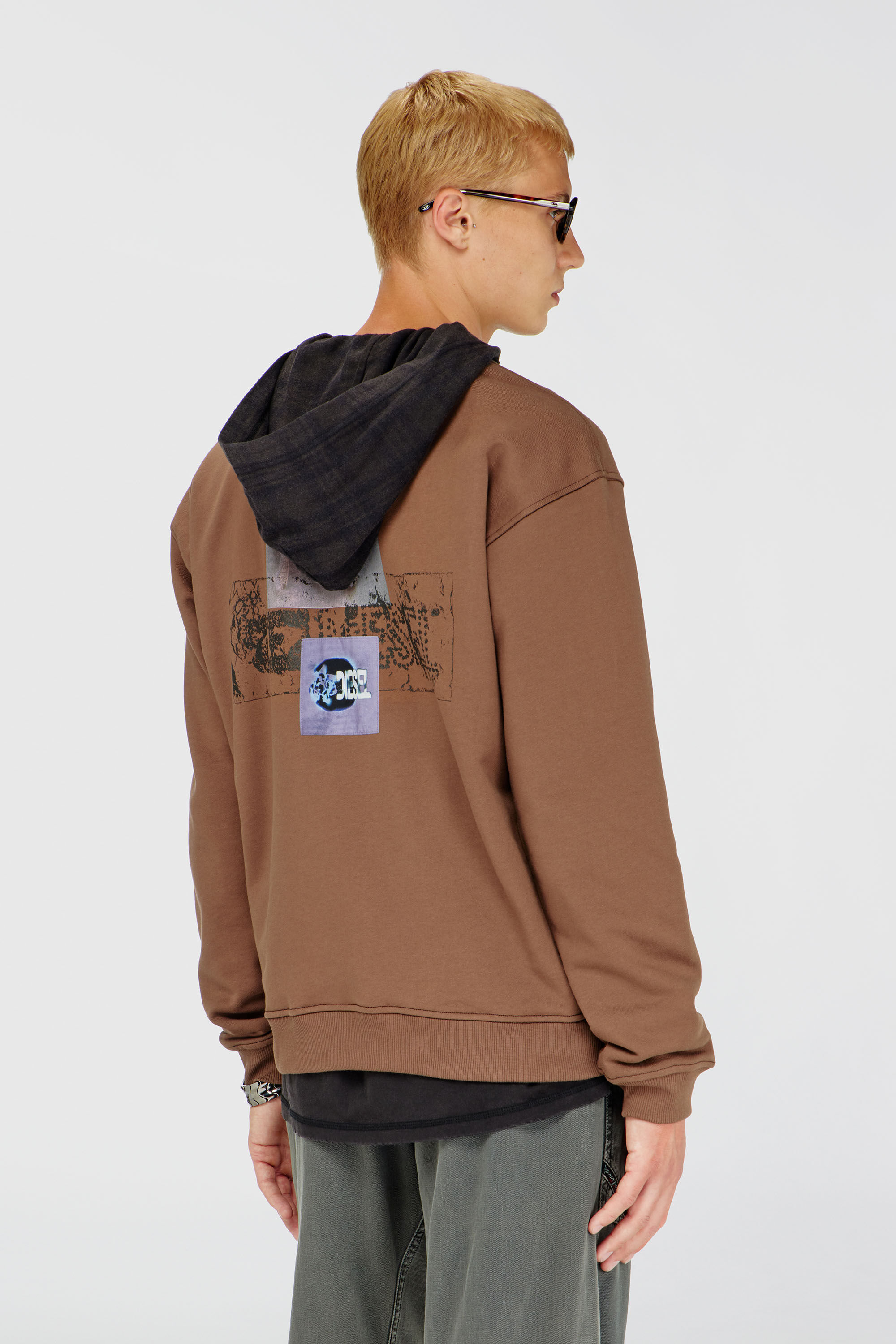Diesel - S-NORM-AA6, Man's Sweatshirt with graphic prints and patches in Brown - 4