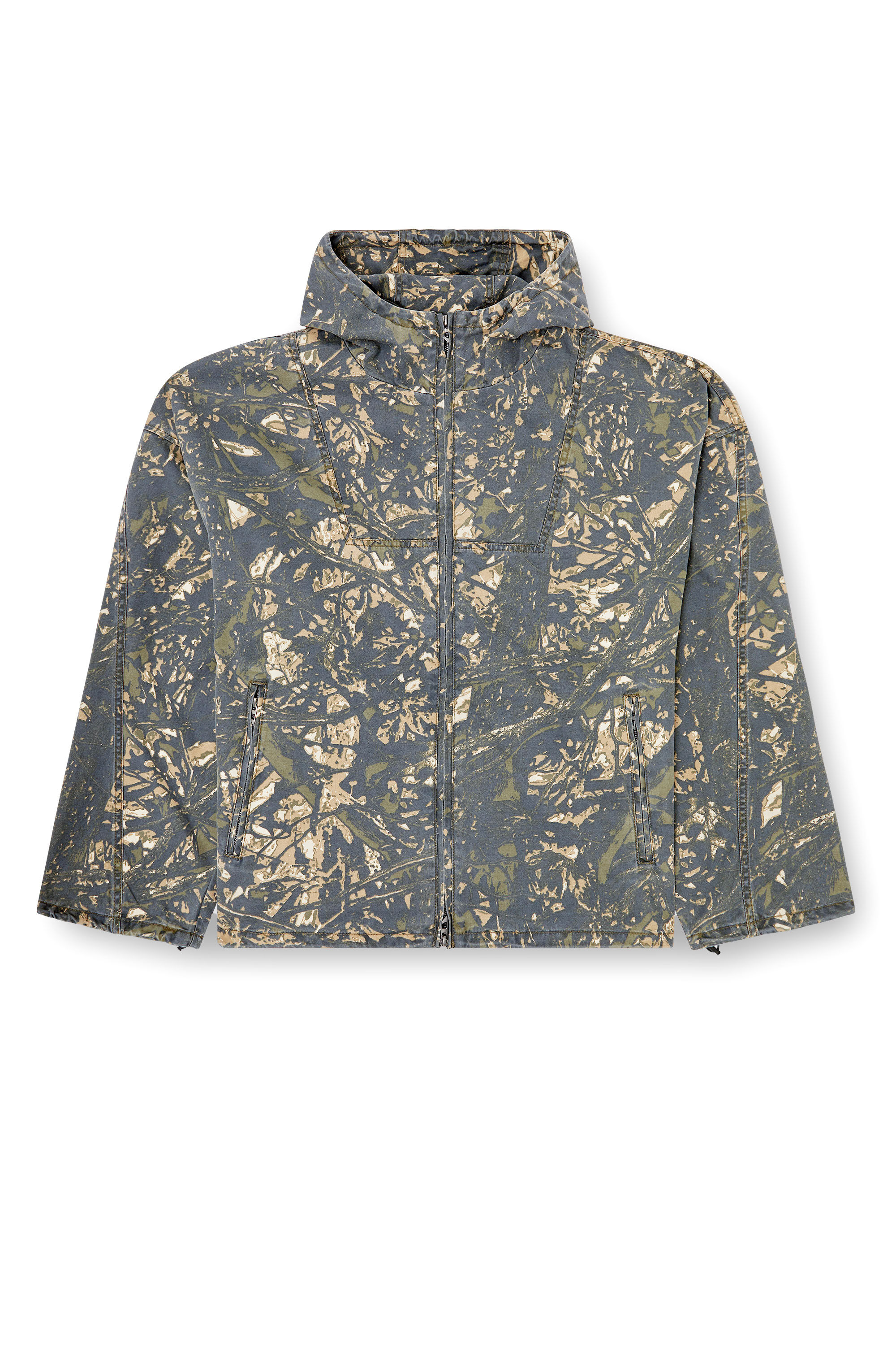 Diesel - J-LINT, Man's Hooded jacket with camo print in Green/Brown - 2