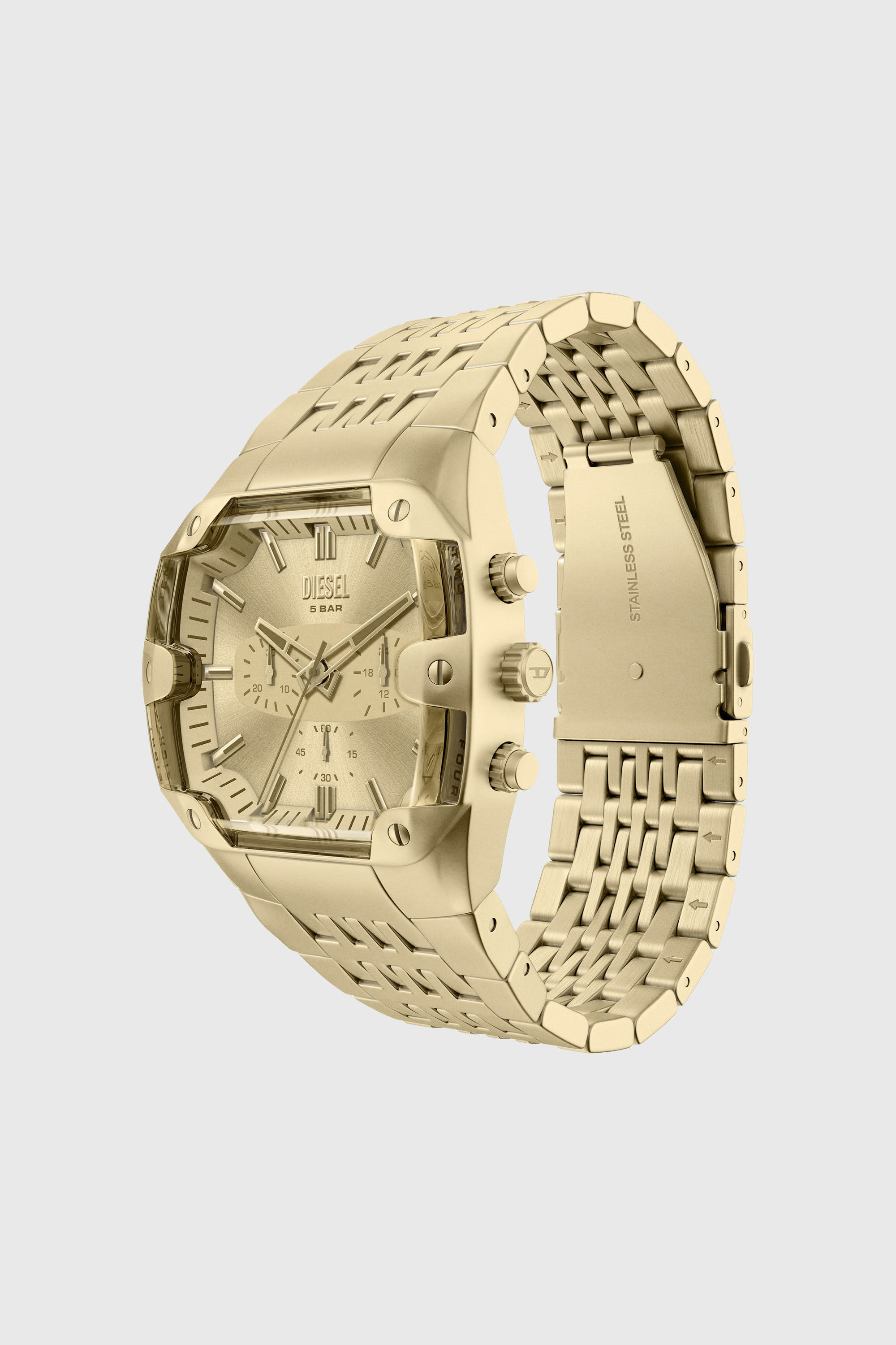 Diesel - DZ4718 WATCH, Man's Spiked Cushion gold-tone stainless steel watch in Gold - 6
