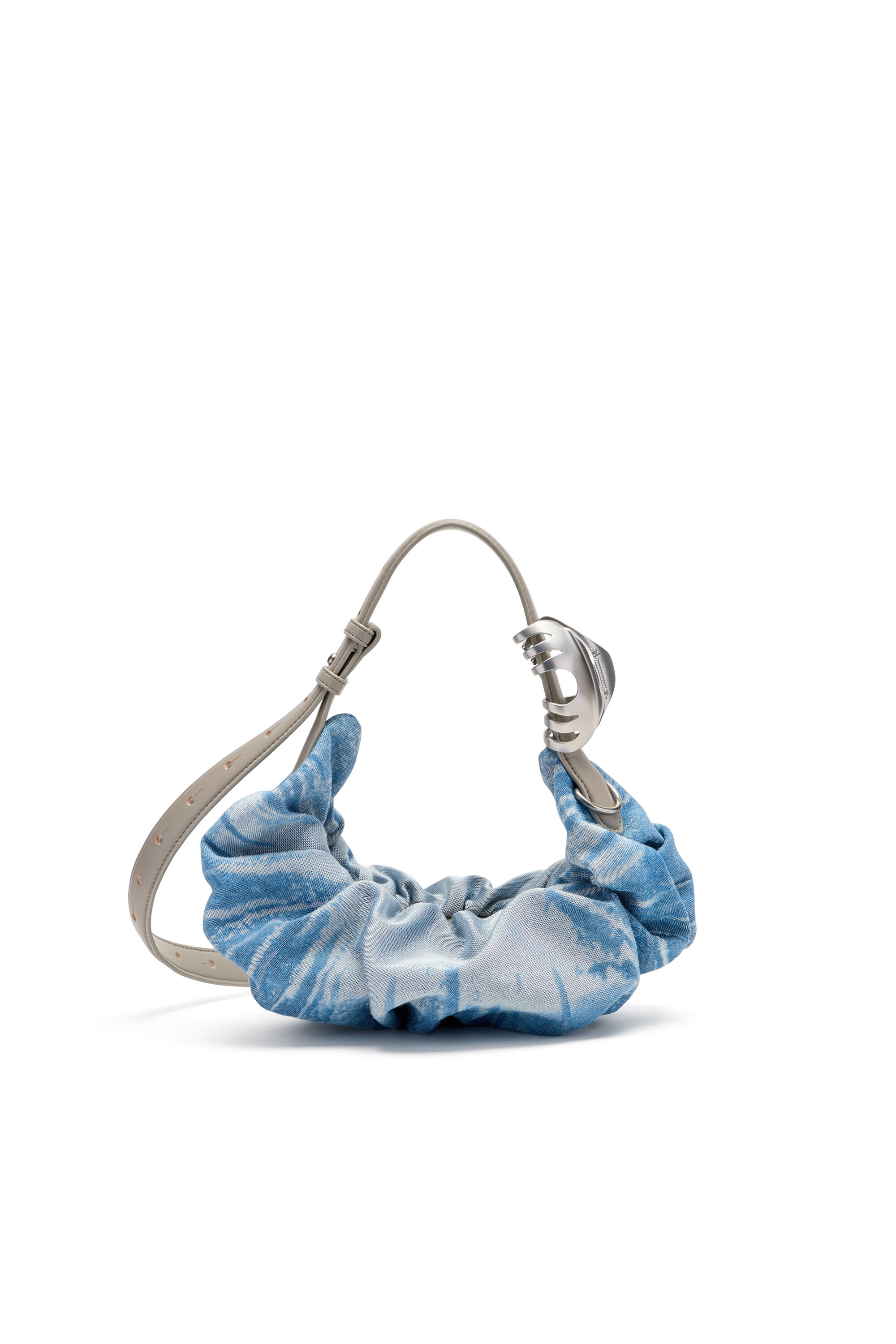 Diesel - GRAB-D HOBO S, Woman's Grab-D-Scrunched hobo bag in satin denim in Blue - 3