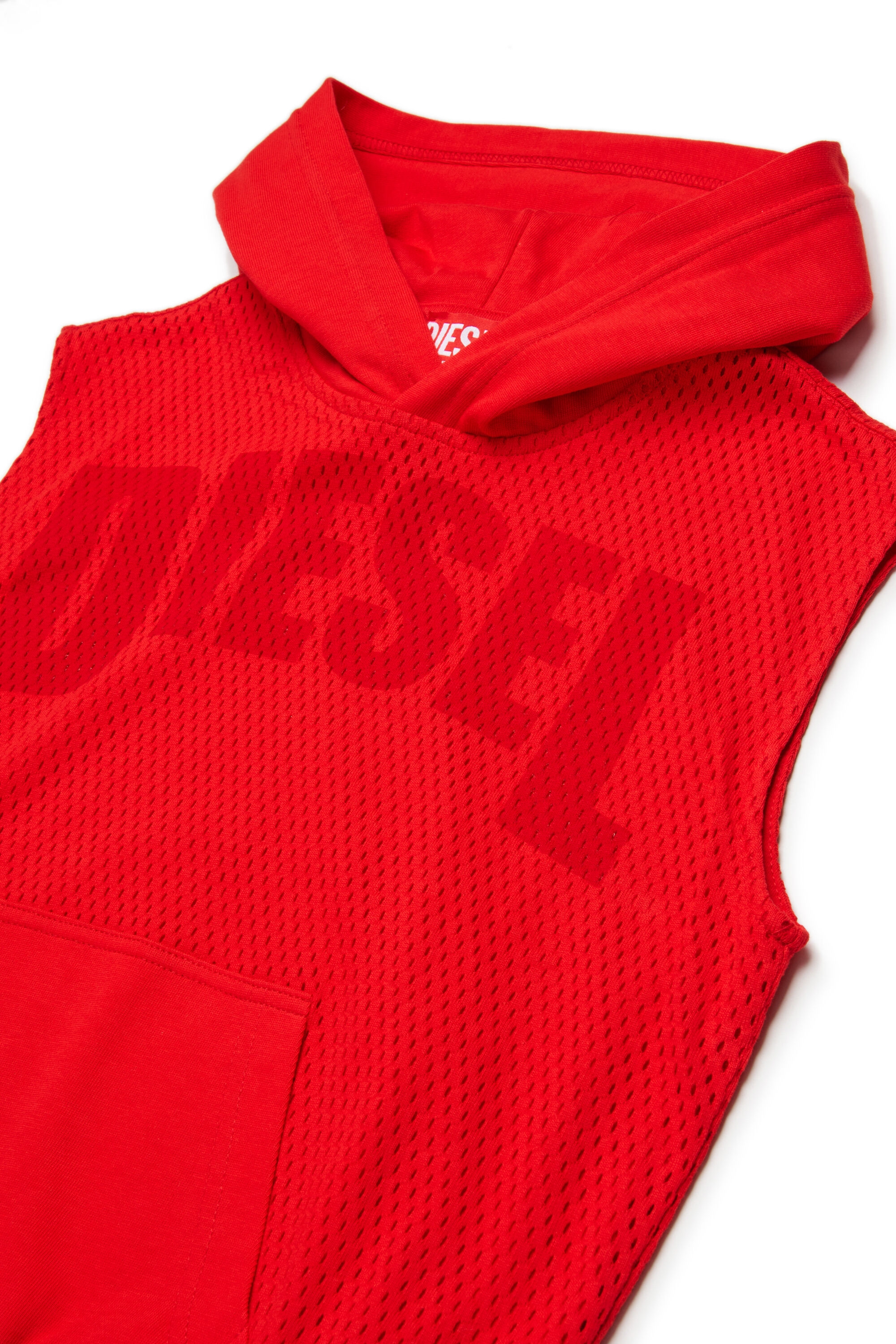Diesel - SMESH OVER, Man's Sleeveless hoodie in cotton mesh in Red - 3