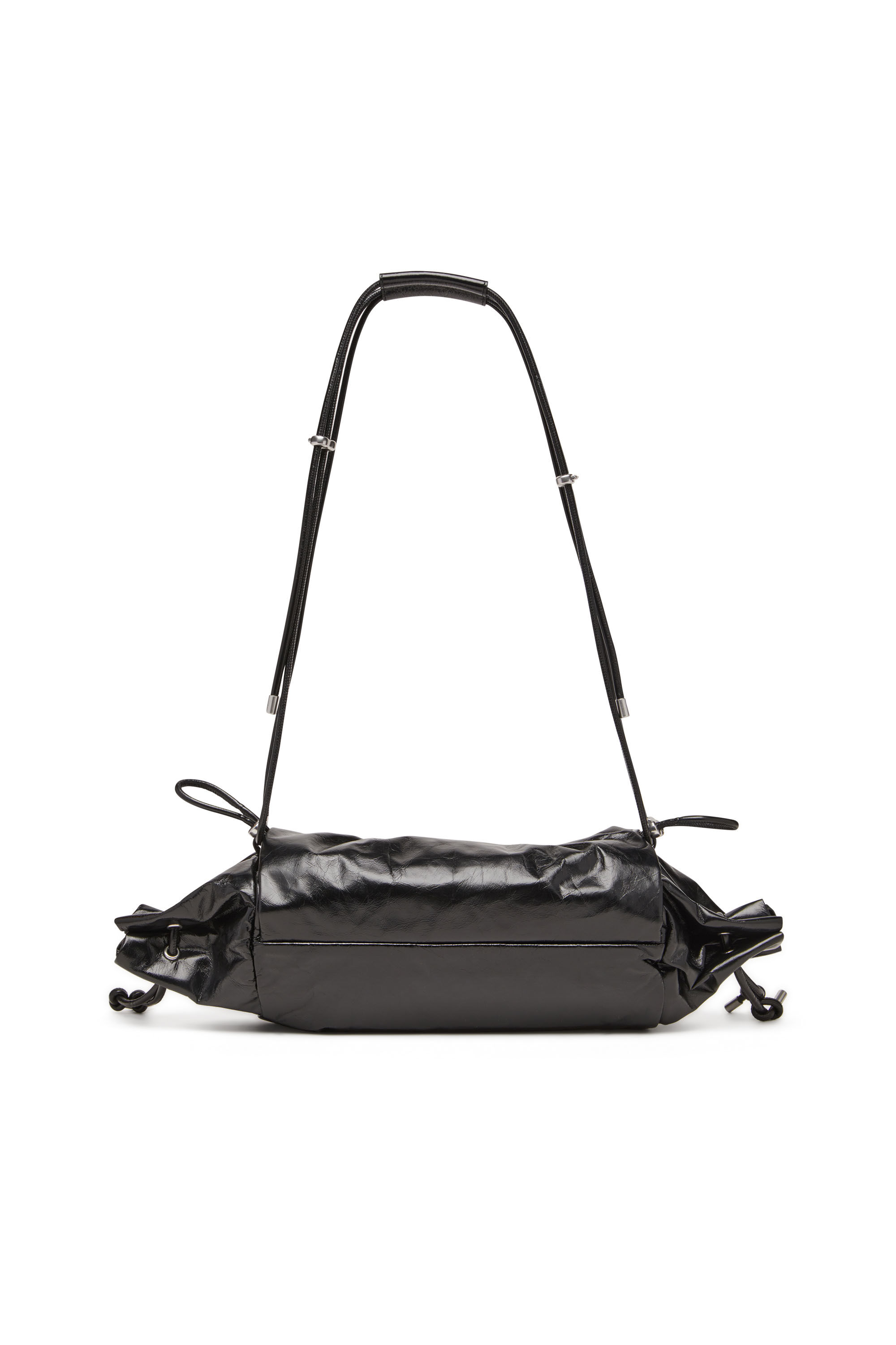 【DIESEL】Scrunch-D Shoulder M Women's Scrunch-D M-Shoulder bag in shiny leather | Black