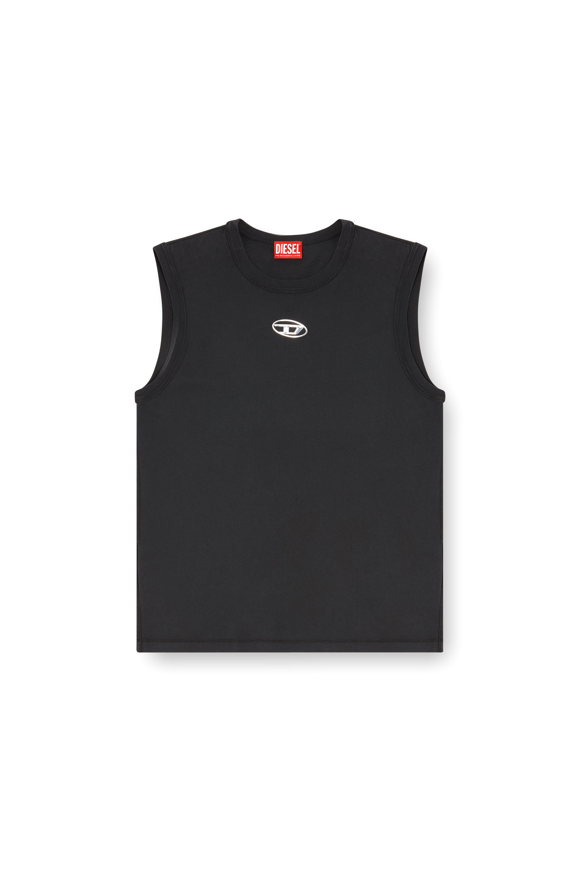 Men's Cotton tank top with metallic Oval D | Black | Diesel