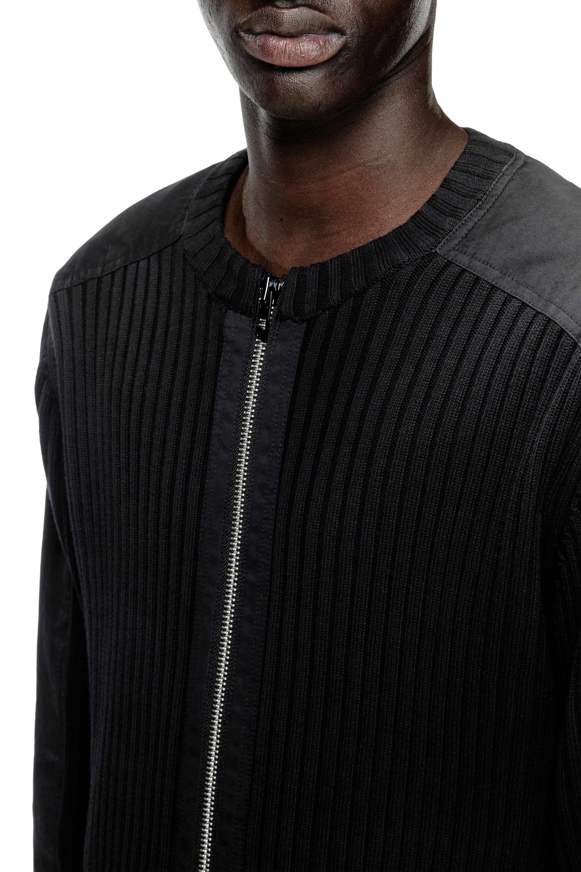 Men's Zipped cardigan with utilitarian panels | Black | Diesel CZ