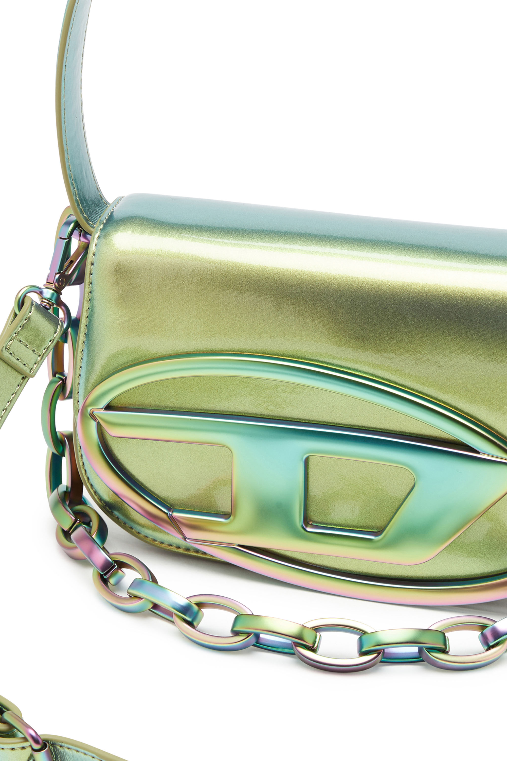 Diesel - 1DR, Woman's 1DR-Iconic shoulder bag with iridescent effect in Yellow/Green - 2